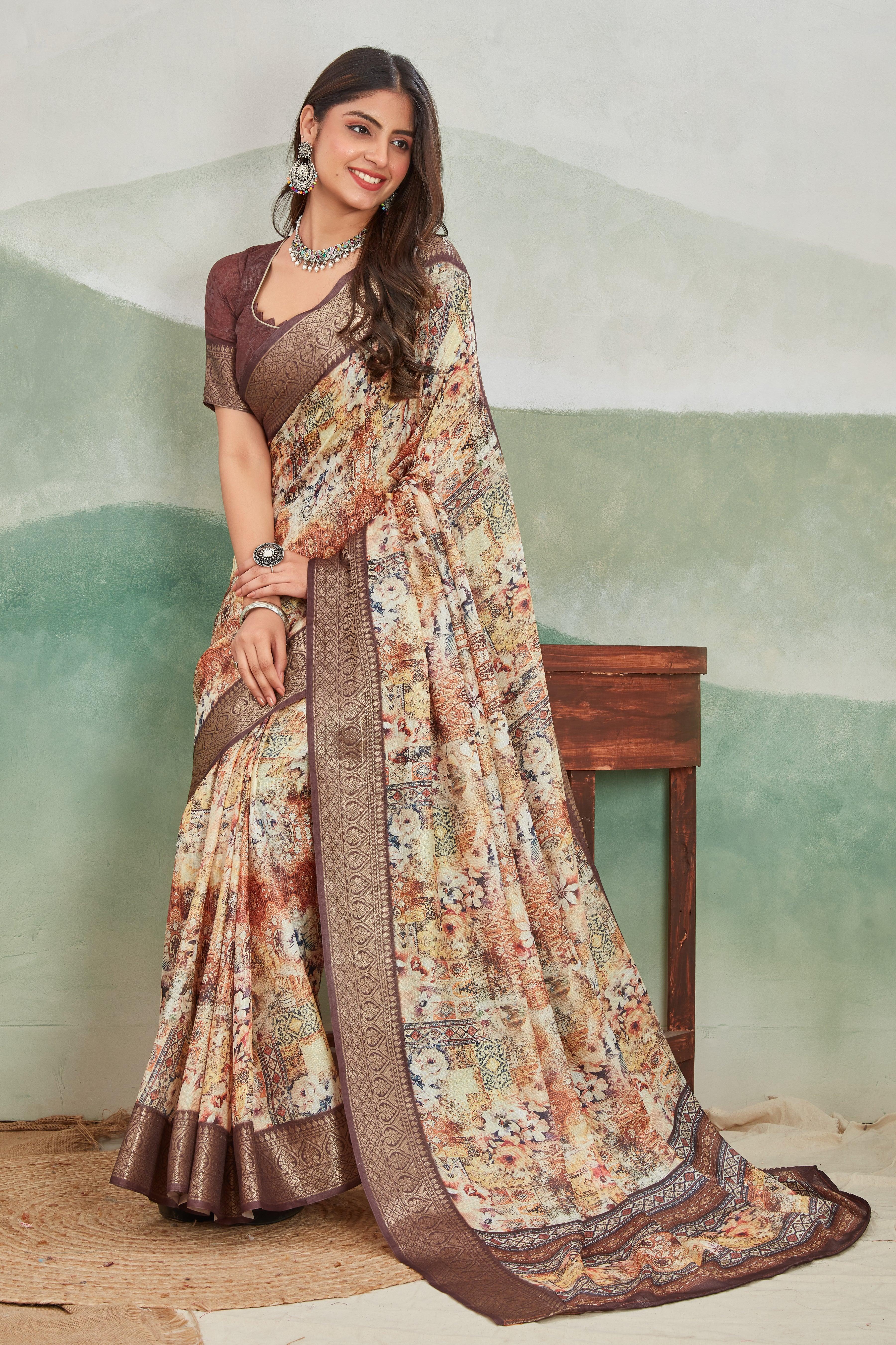 Luxury Viscose Khaadi Jute Soft Silk Sarees – Exclusive Ethnic Wear