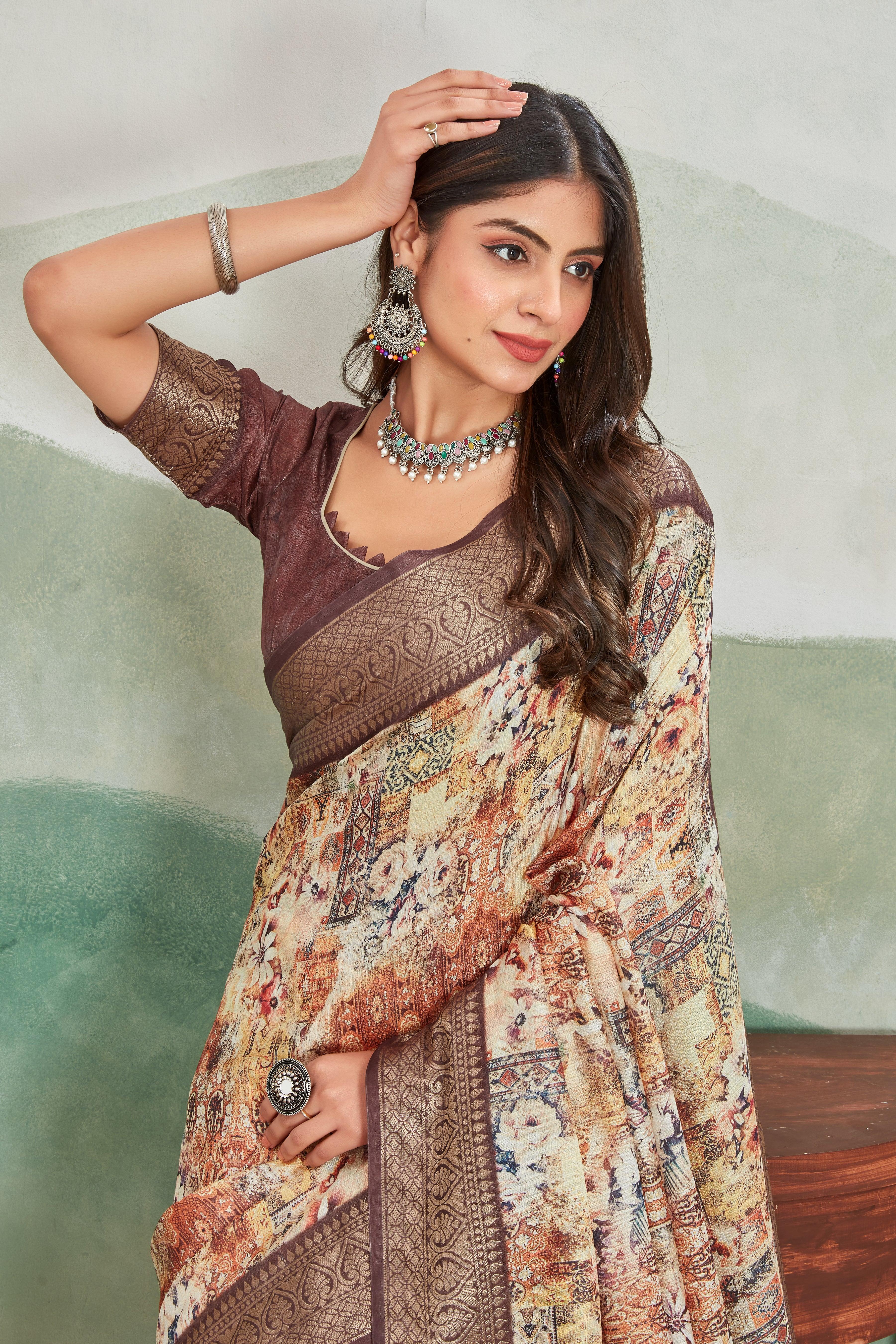 Luxury Viscose Khaadi Jute Soft Silk Sarees – Exclusive Ethnic Wear