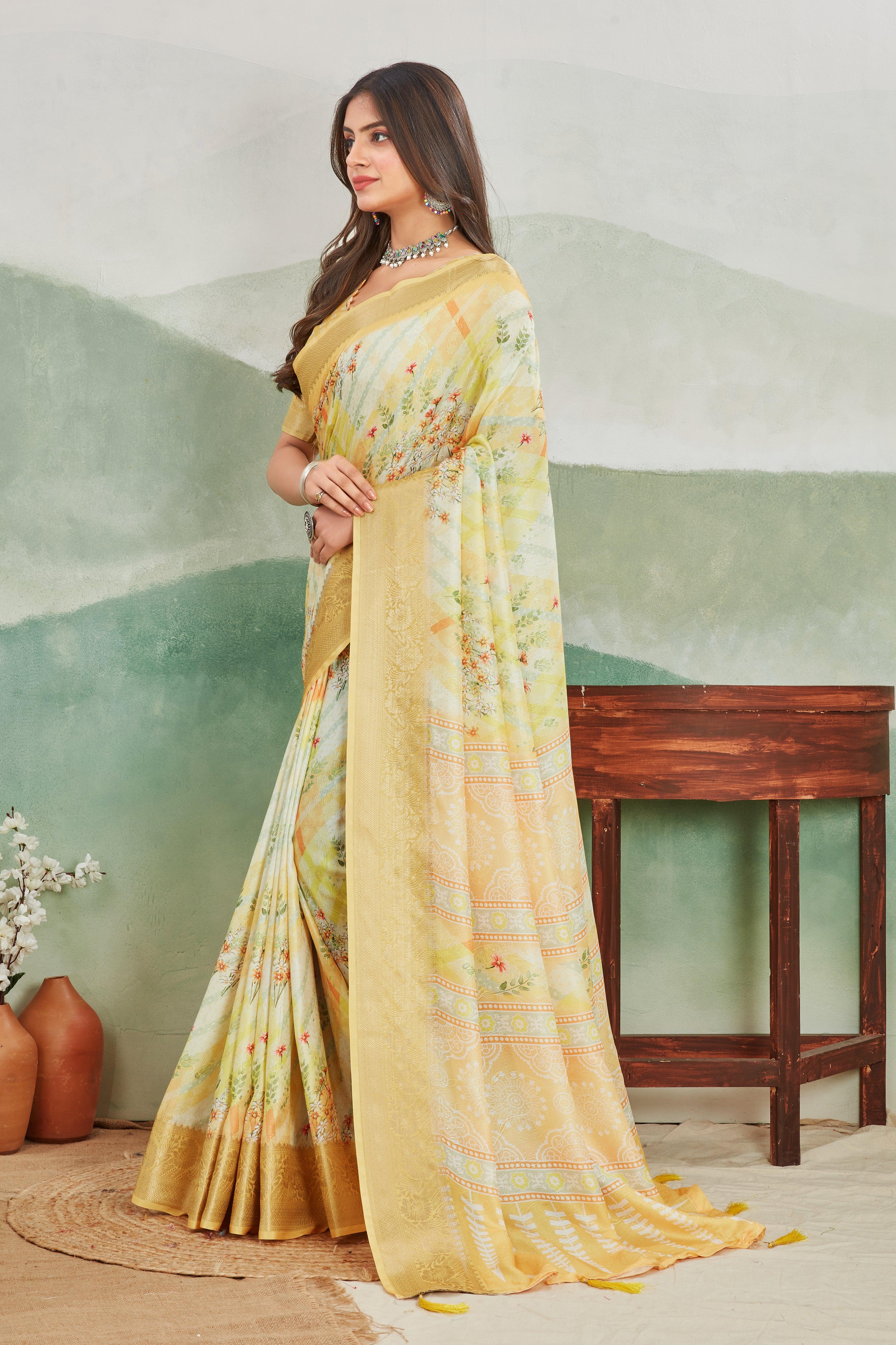 Handcrafted Viscose Khaadi Jute Soft Silk Sarees – Timeless Style