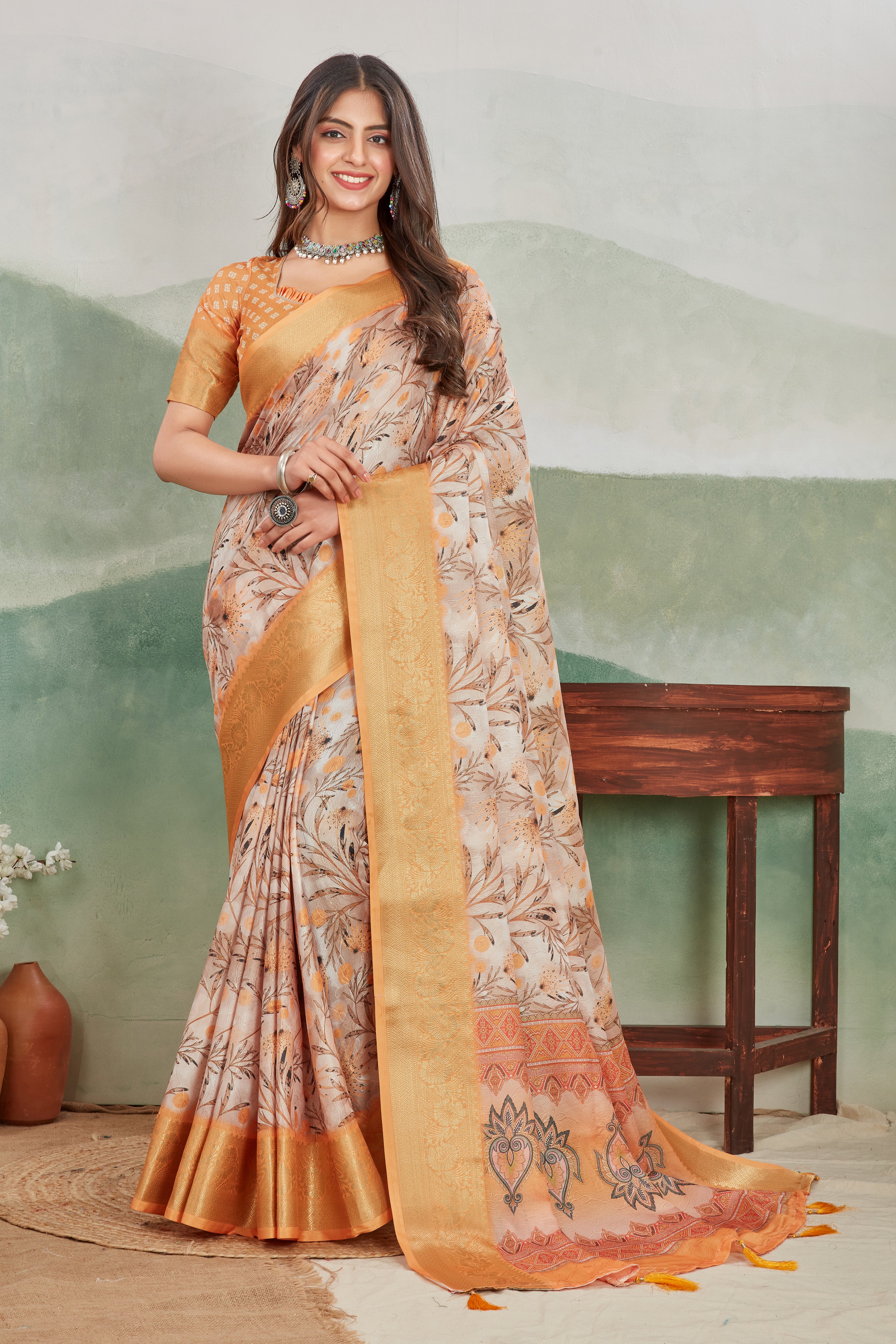 Viscose Khaadi Jute Soft Silk Sarees – Graceful Attire for Women