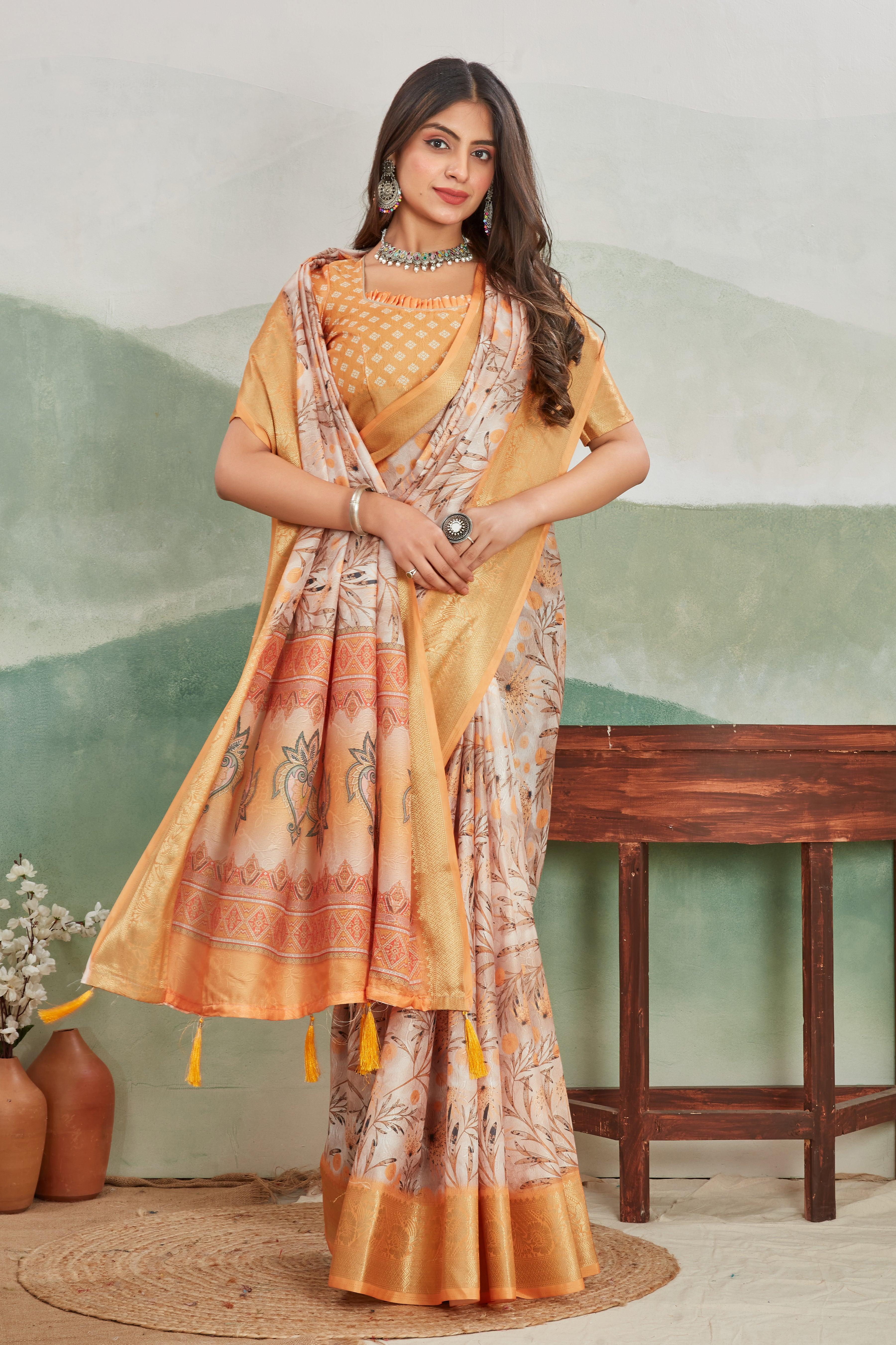 Viscose Khaadi Jute Soft Silk Sarees – Graceful Attire for Women