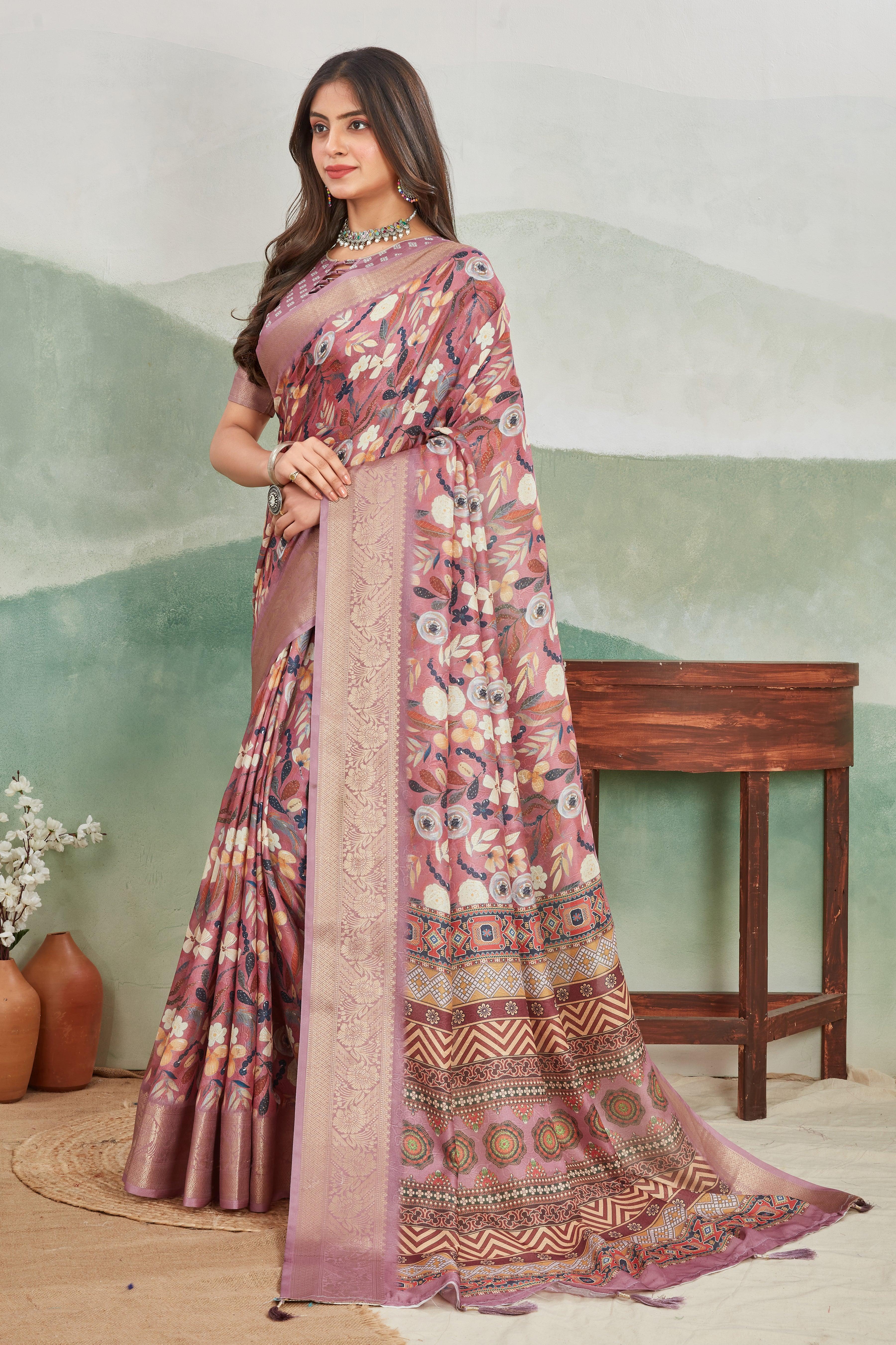 Luxurious Viscose Khaadi Jute Soft Silk Sarees for Special Occasions