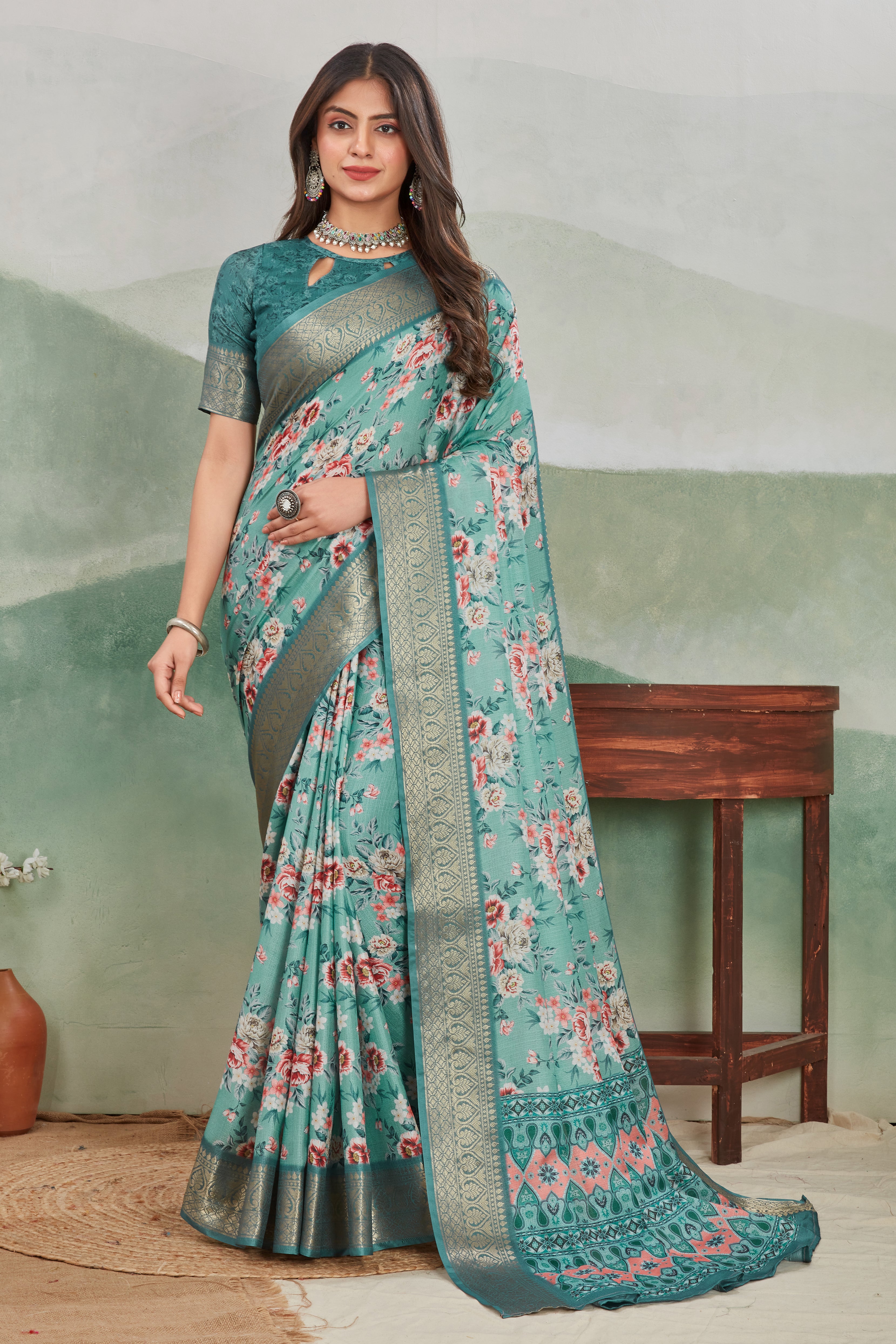 Experience the Luxury of Viscose Khaadi Jute Soft Silk Sarees