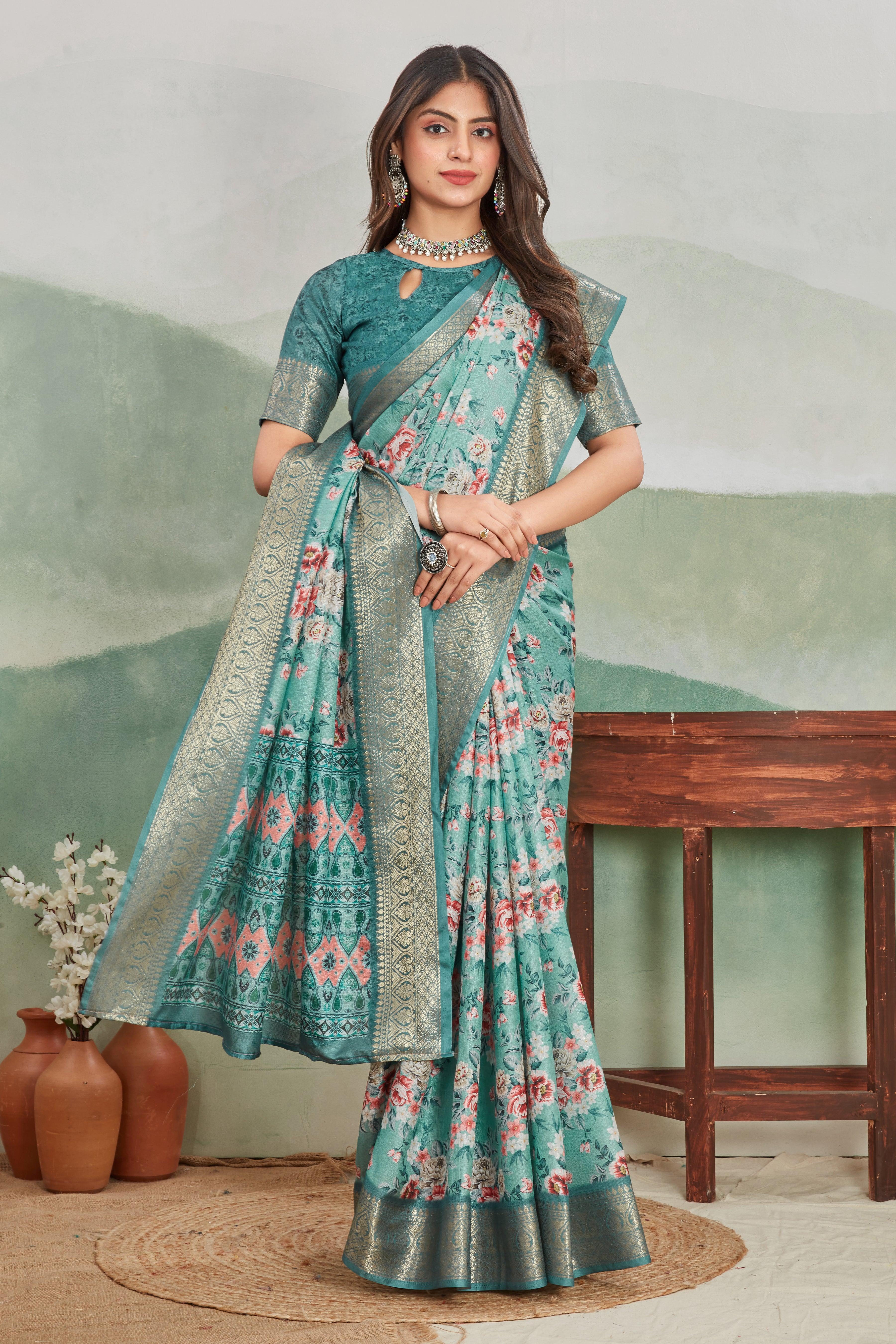 Experience the Luxury of Viscose Khaadi Jute Soft Silk Sarees