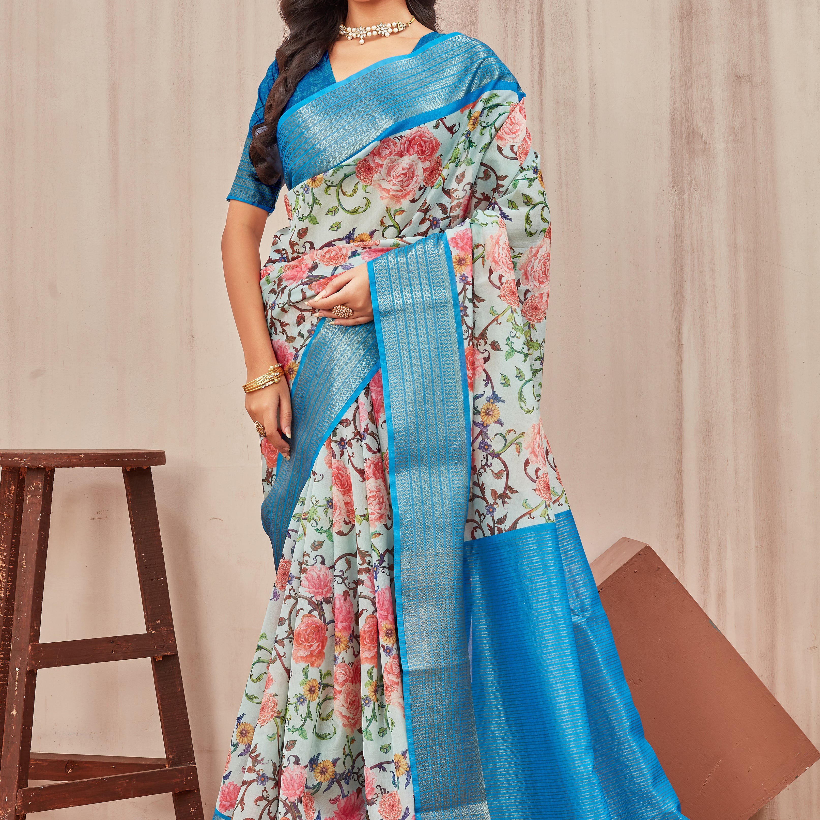 Digital mordern printed soft silk sarees