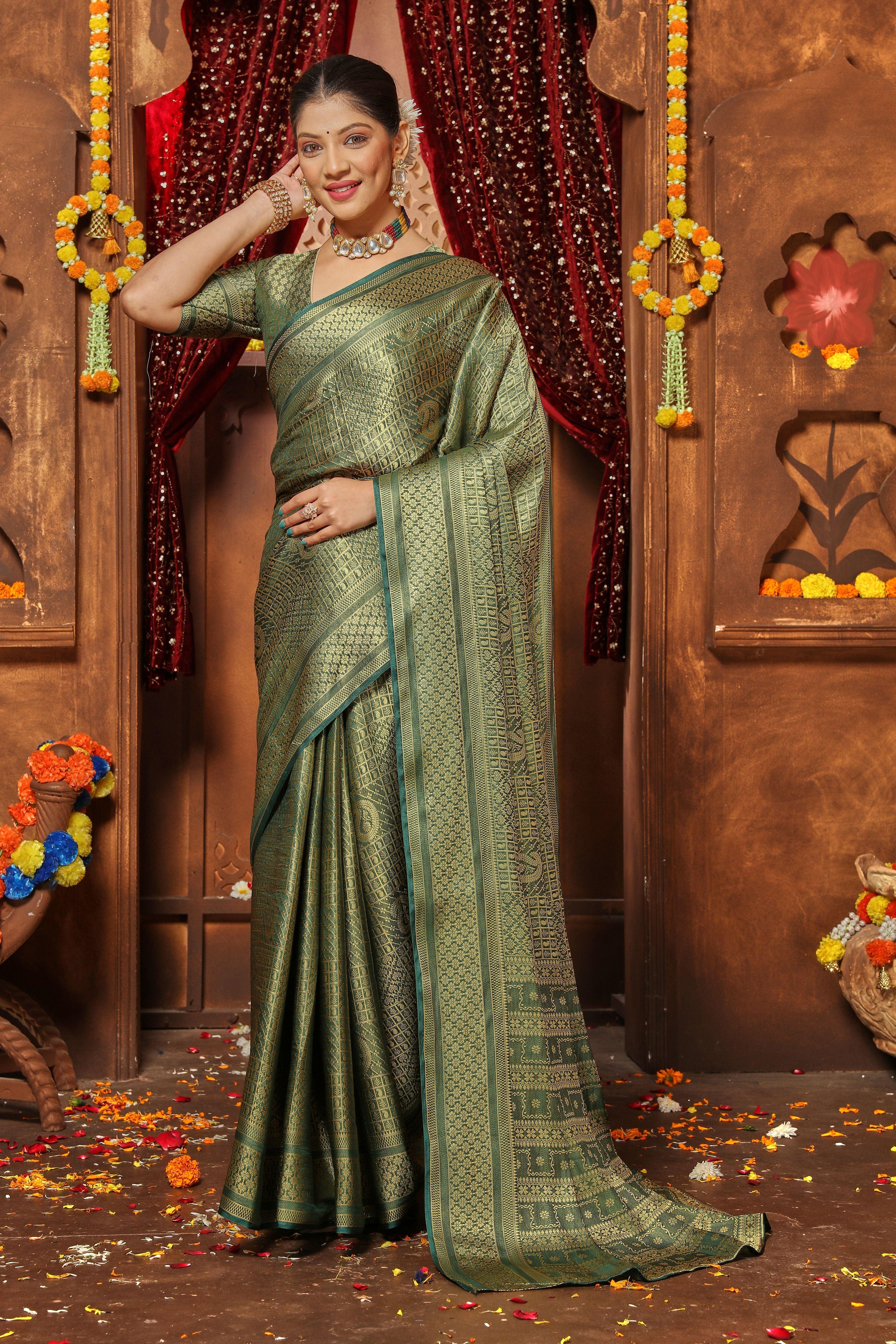Timeless Beauty: Silk with Intricate Zari Weaving