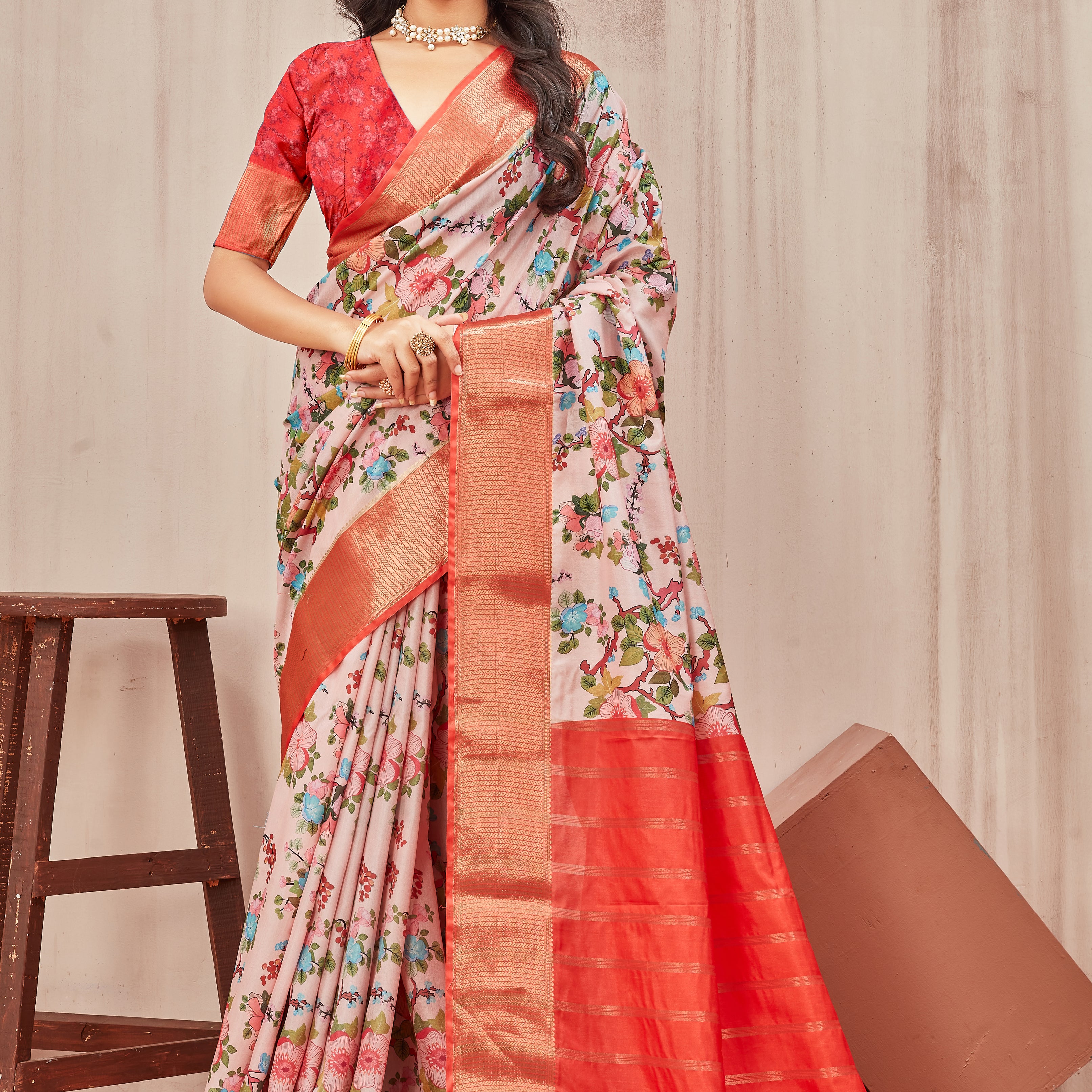 Digital mordern printed soft silk sarees