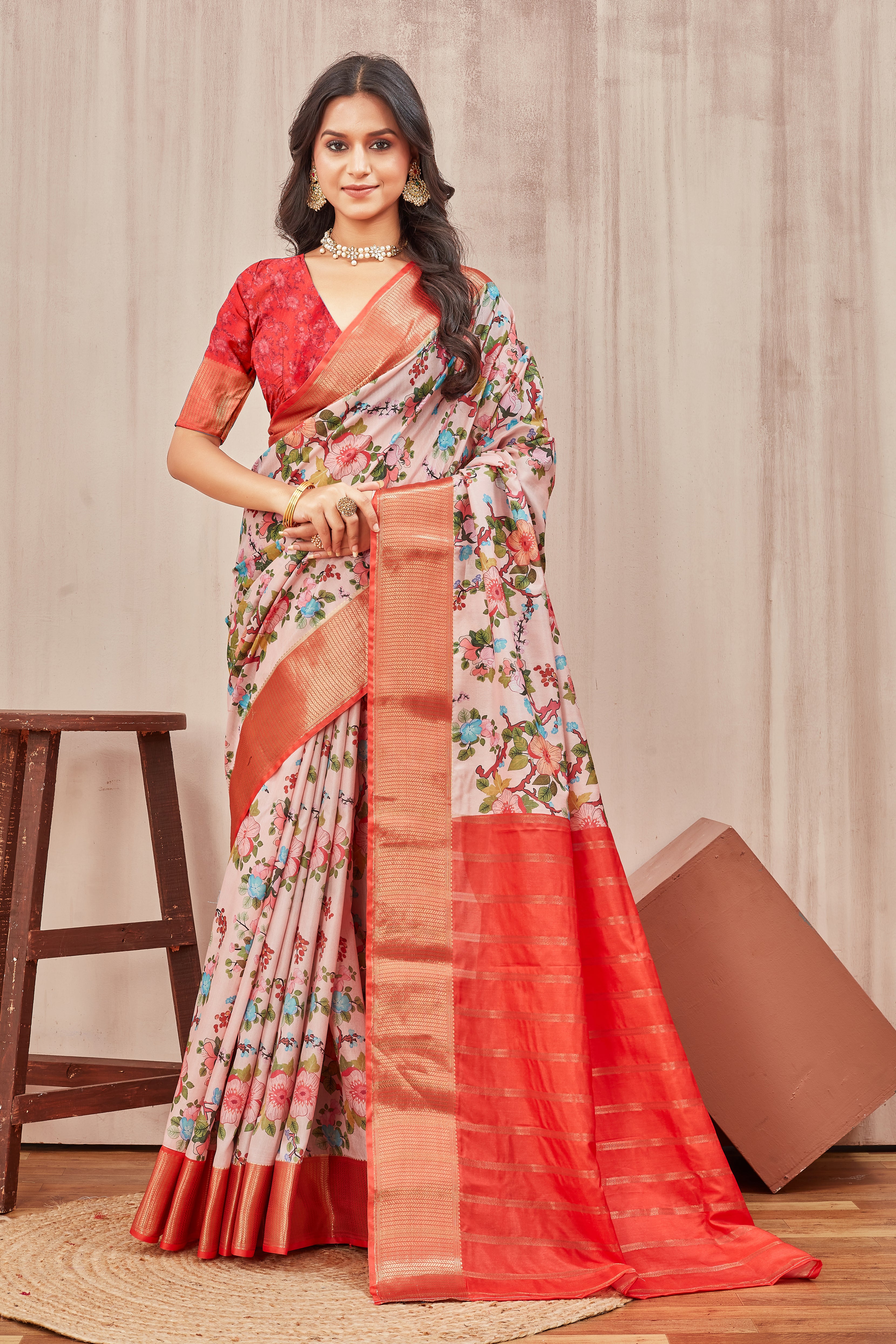 Digital mordern printed soft silk sarees