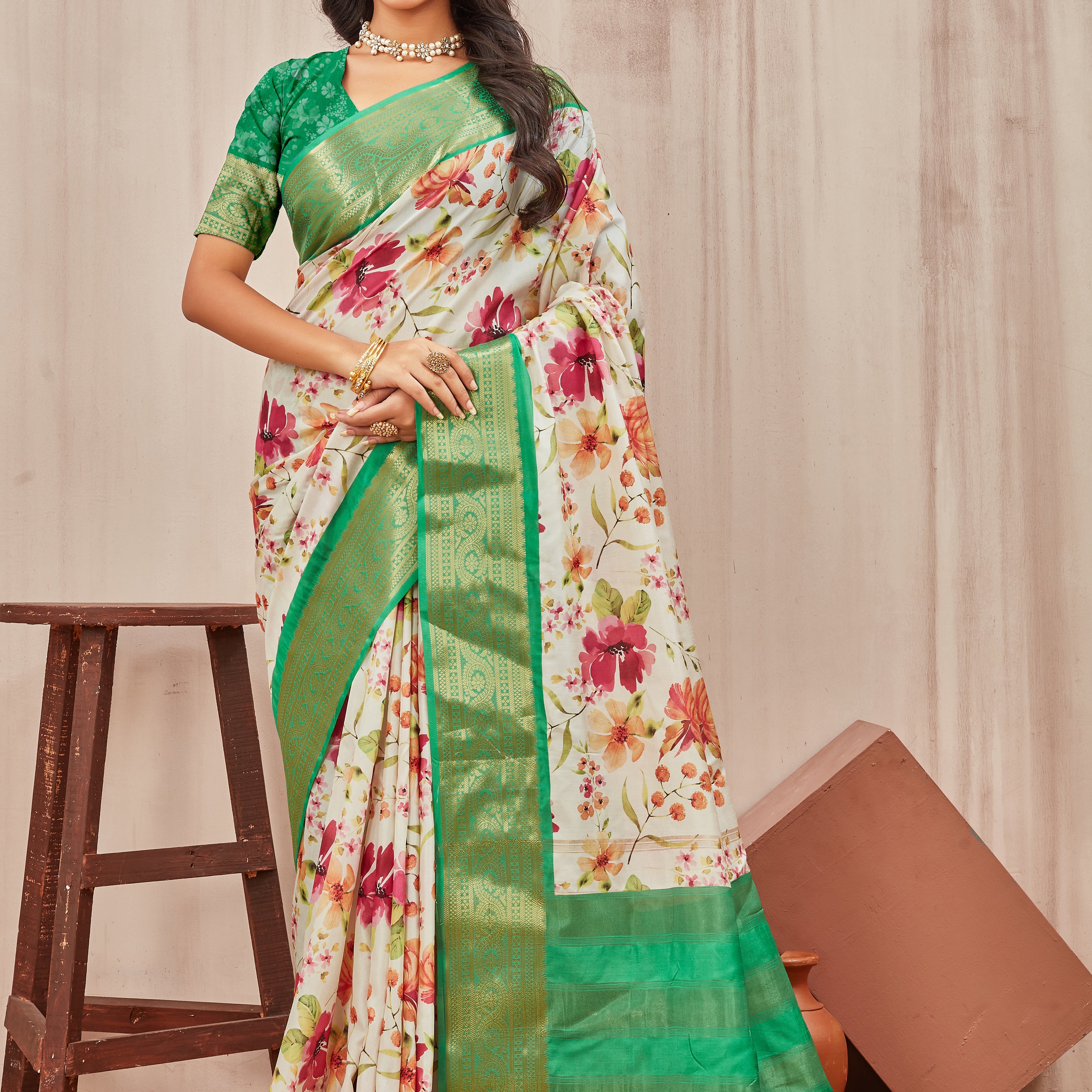 Digital mordern printed soft silk sarees