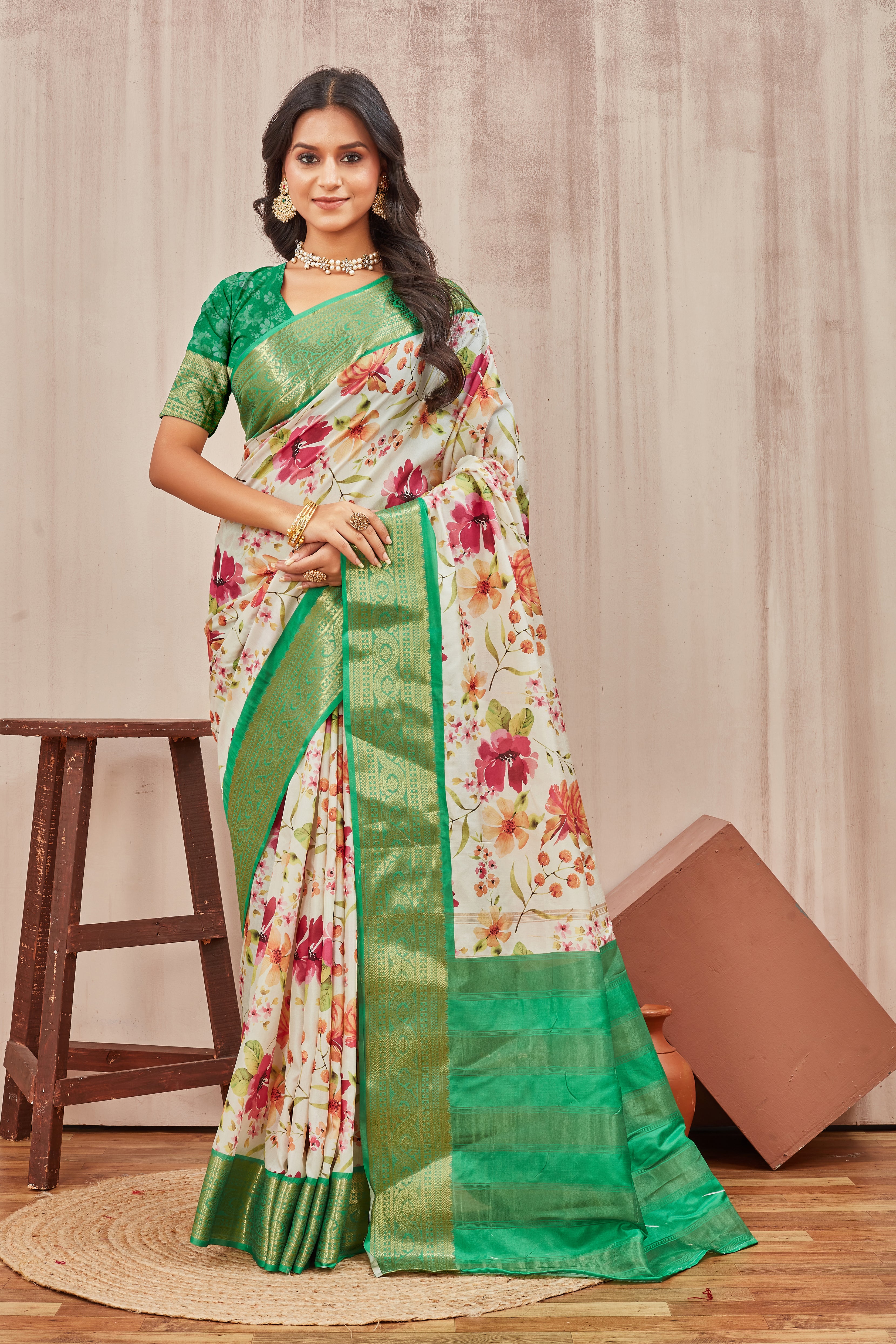 Digital mordern printed soft silk sarees