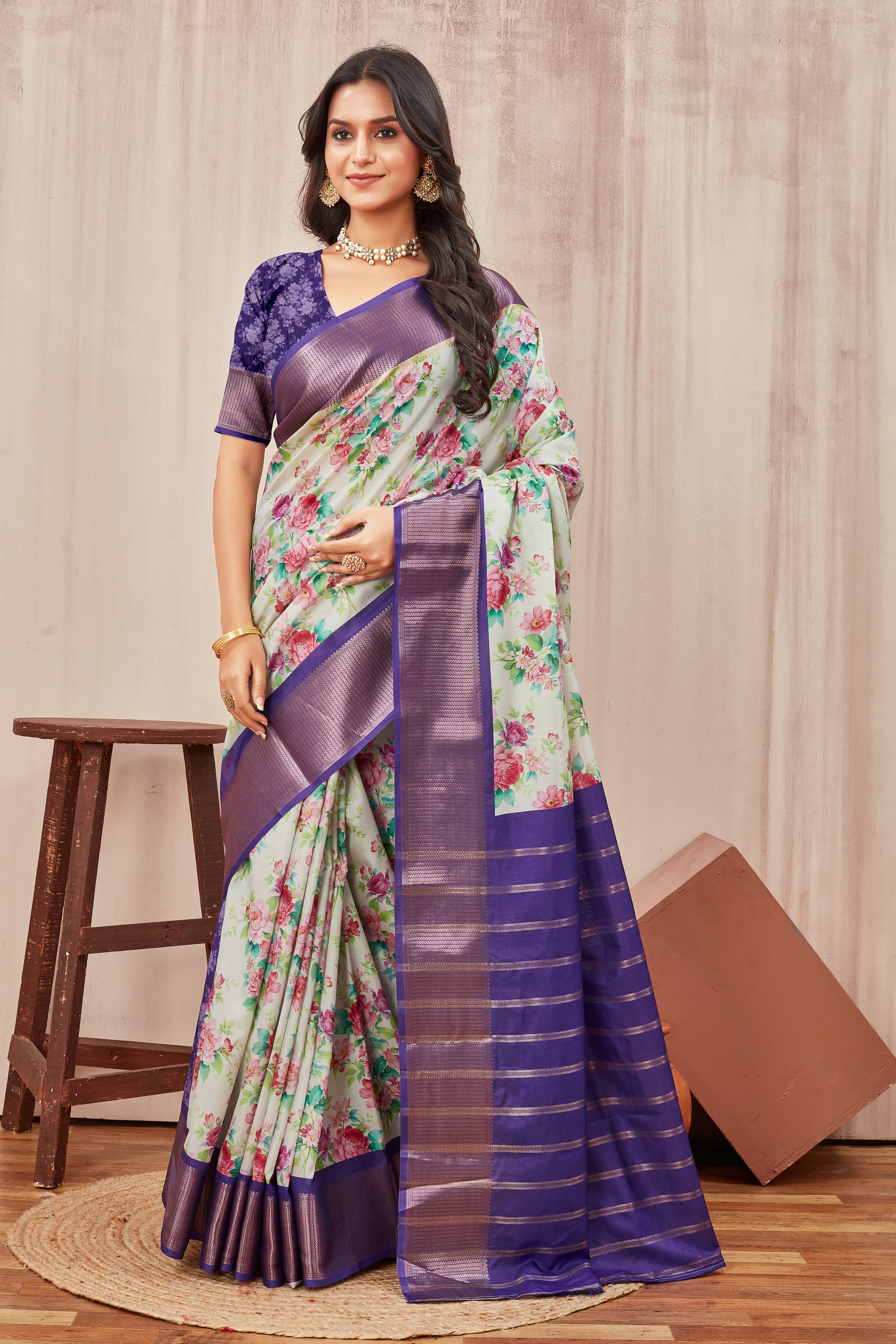 Digital modern printed soft silk sarees