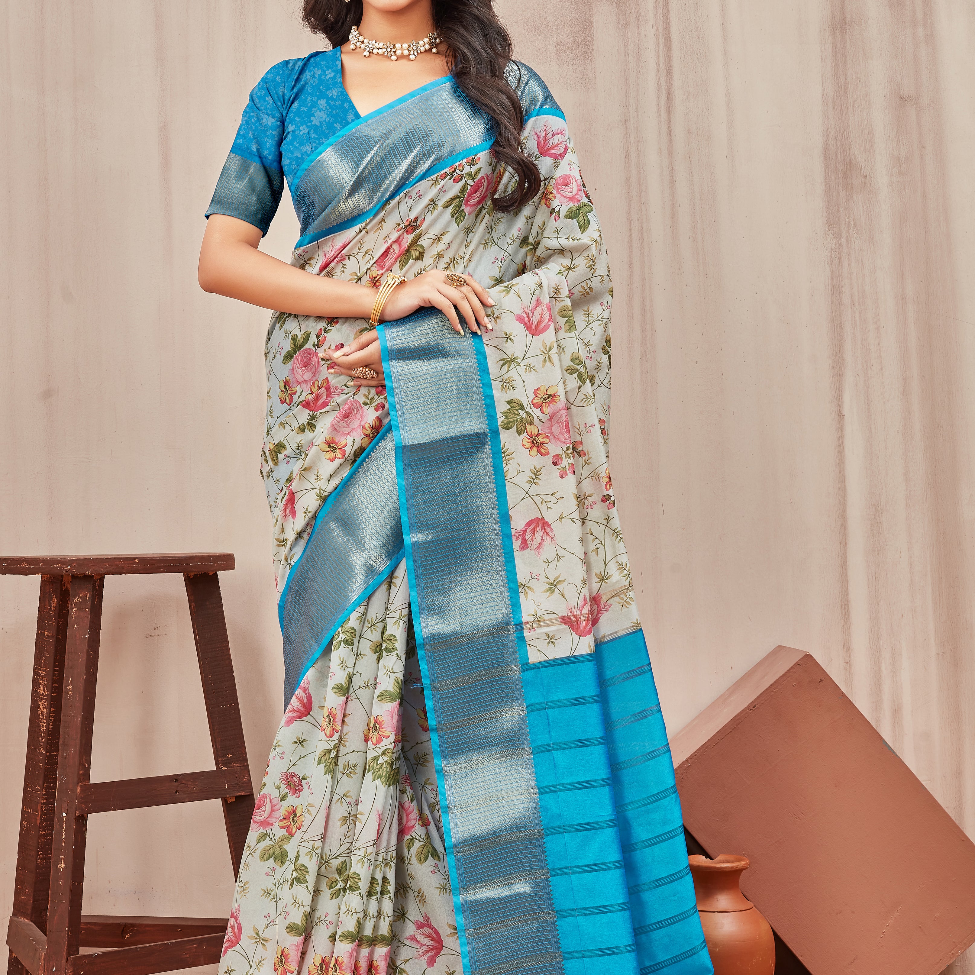 Digital modern printed soft silk sarees