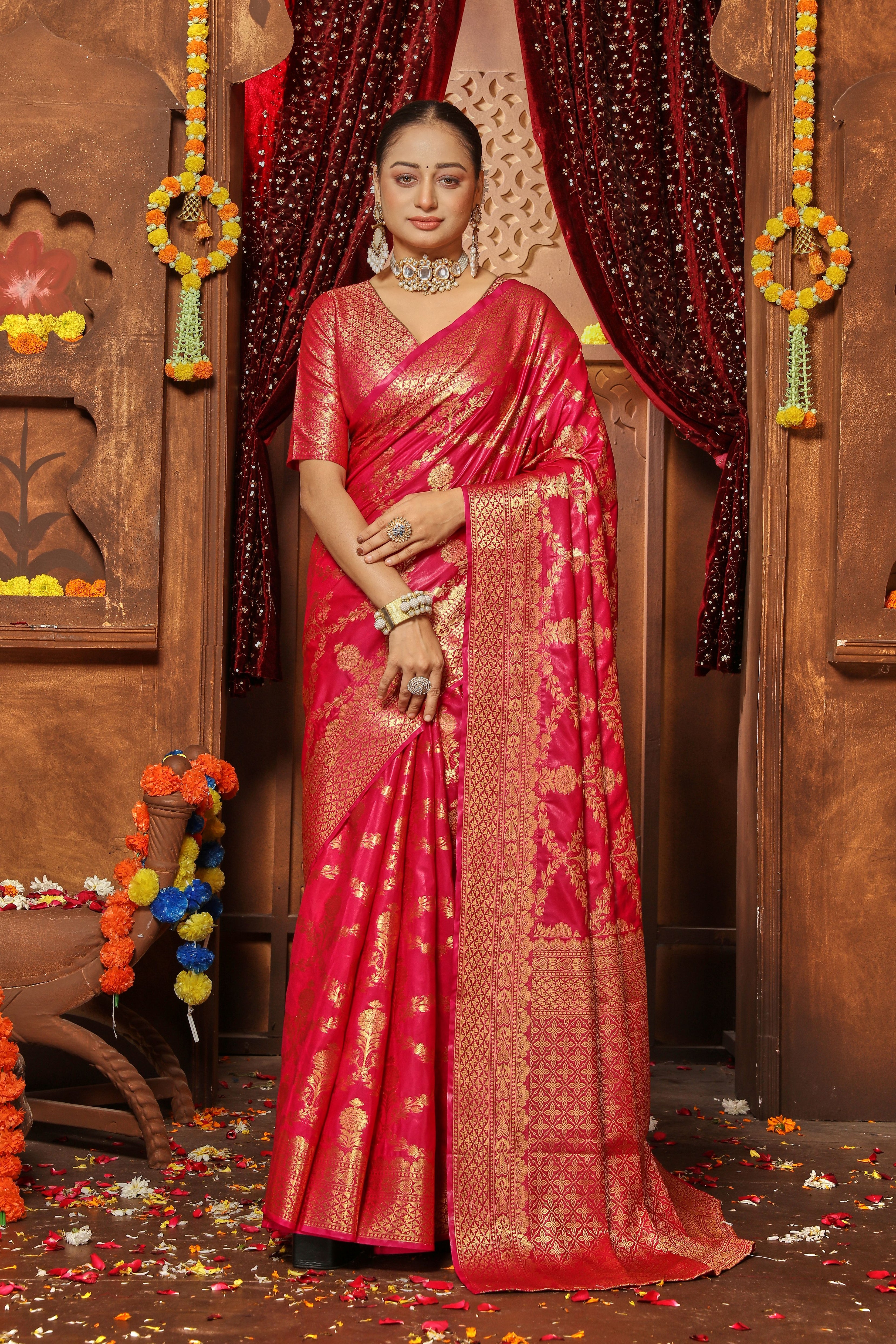 Elegance Embodied: Silk with Full Zari Weaving