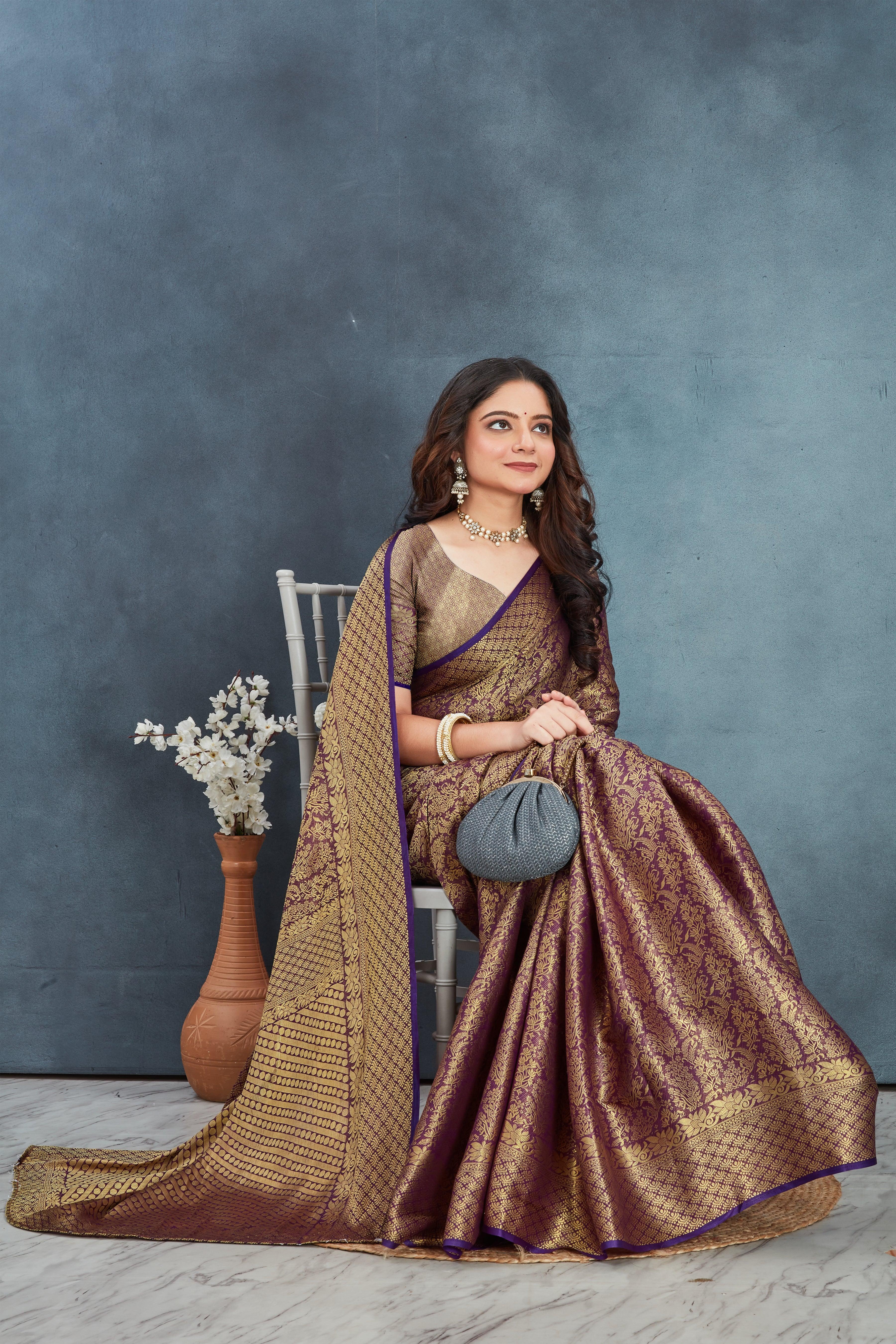 Brocade Elegance: Pure Mysore Silk Sarees in Wine