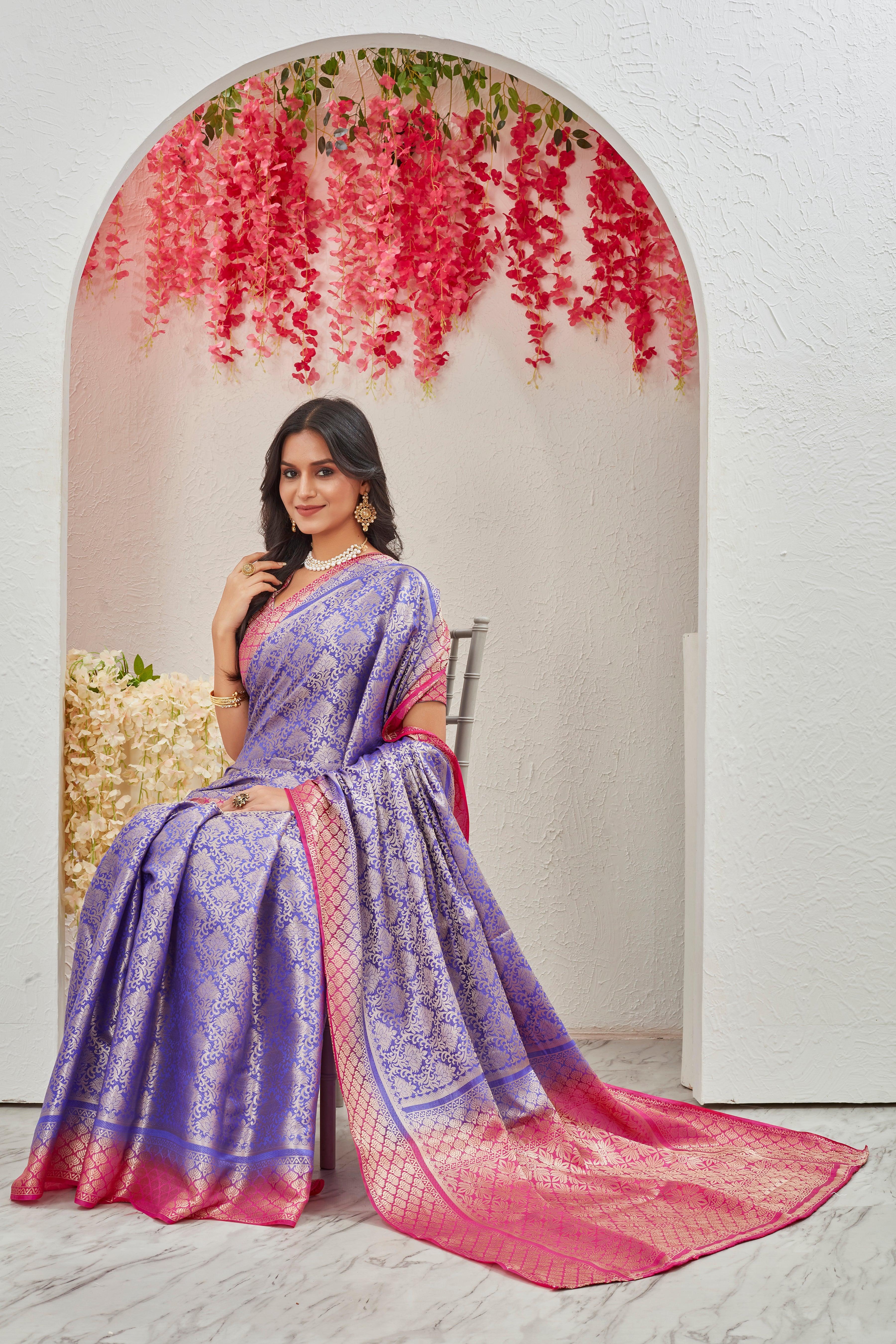 Velvet Sheen: Exquisite Brocade Work Mysore Silk