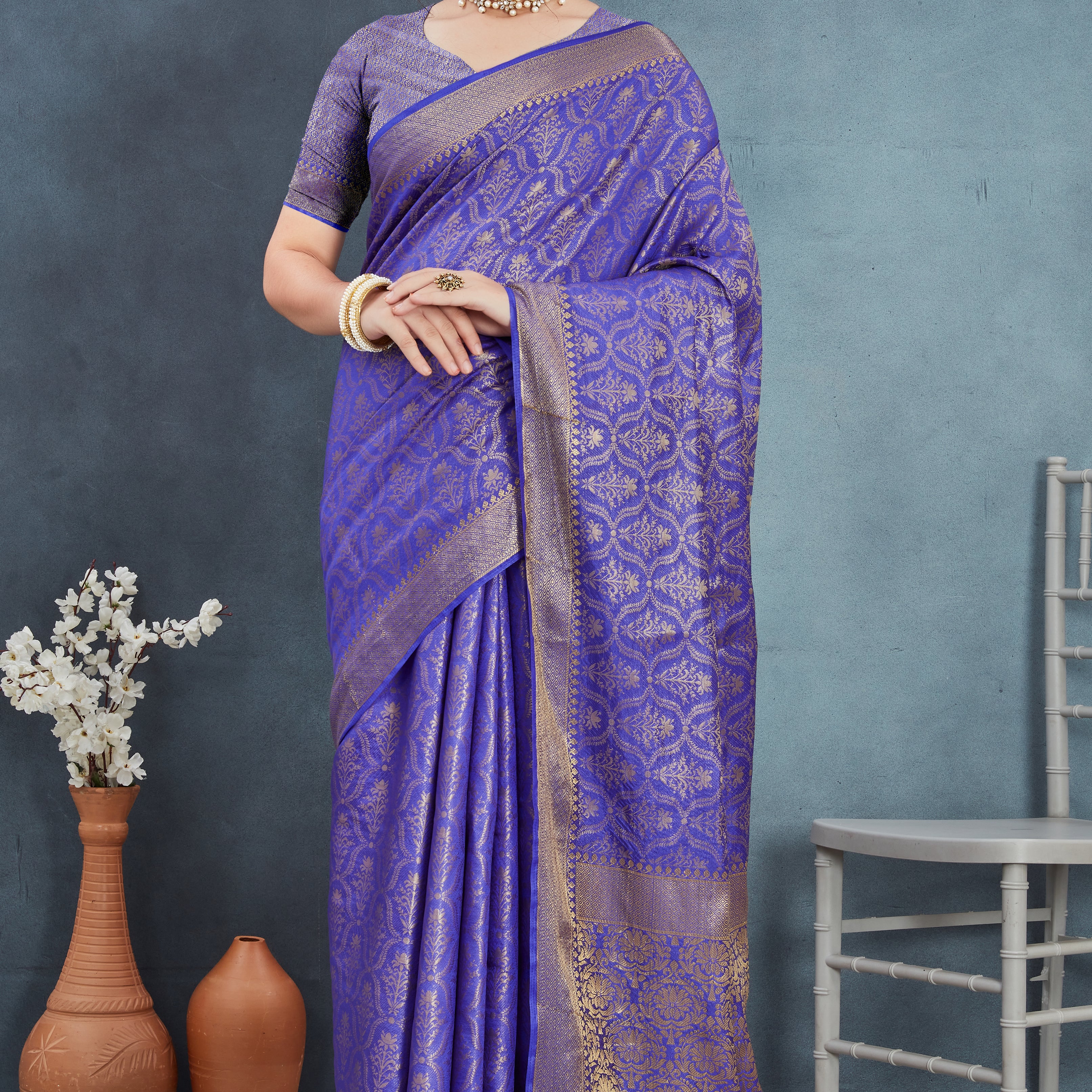 Brocade Elegance: Pure Mysore Silk Sarees in Purple