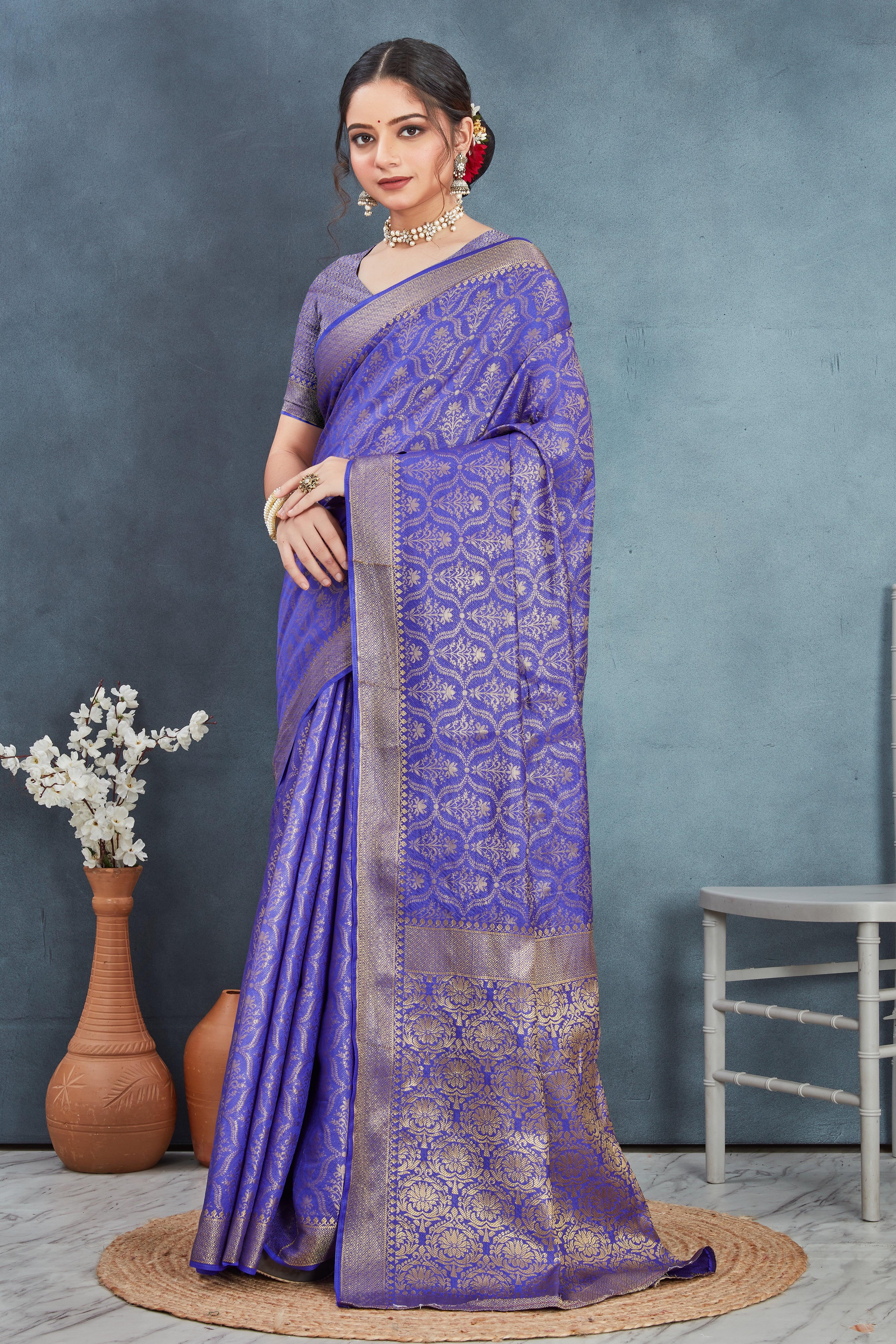 Brocade Elegance: Pure Mysore Silk Sarees in Purple