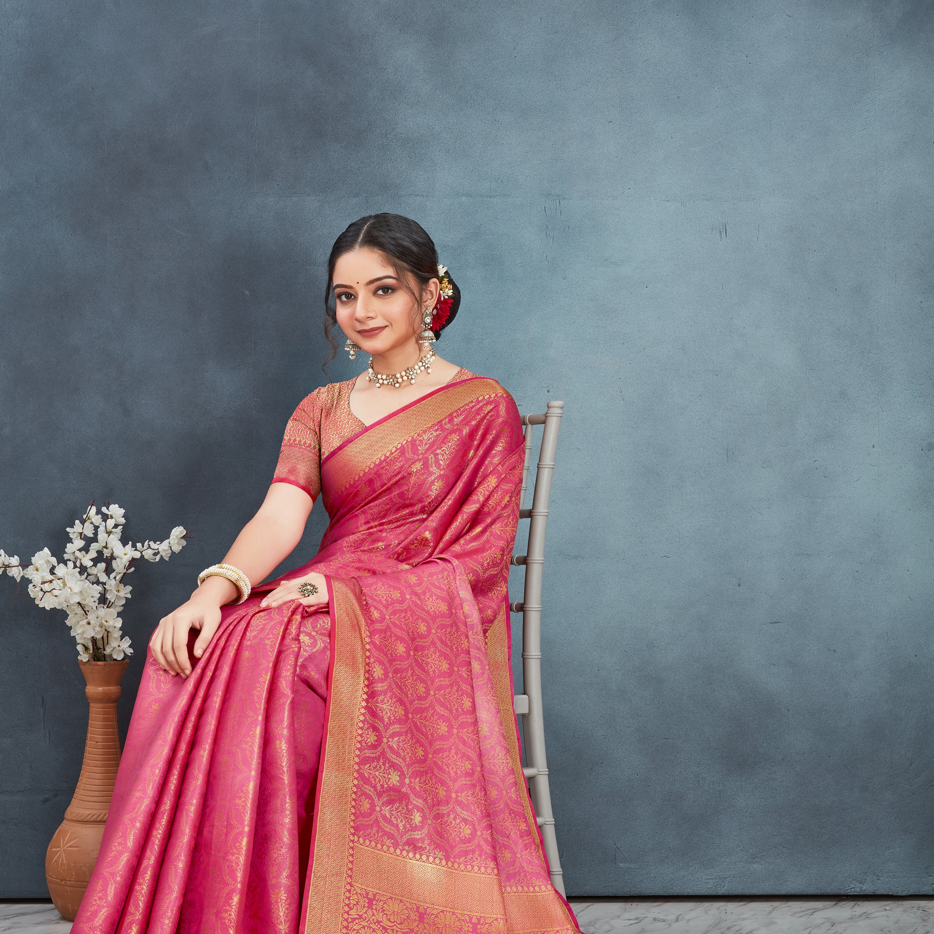 Brocade Elegance: Pure Mysore Silk Sarees in Pink