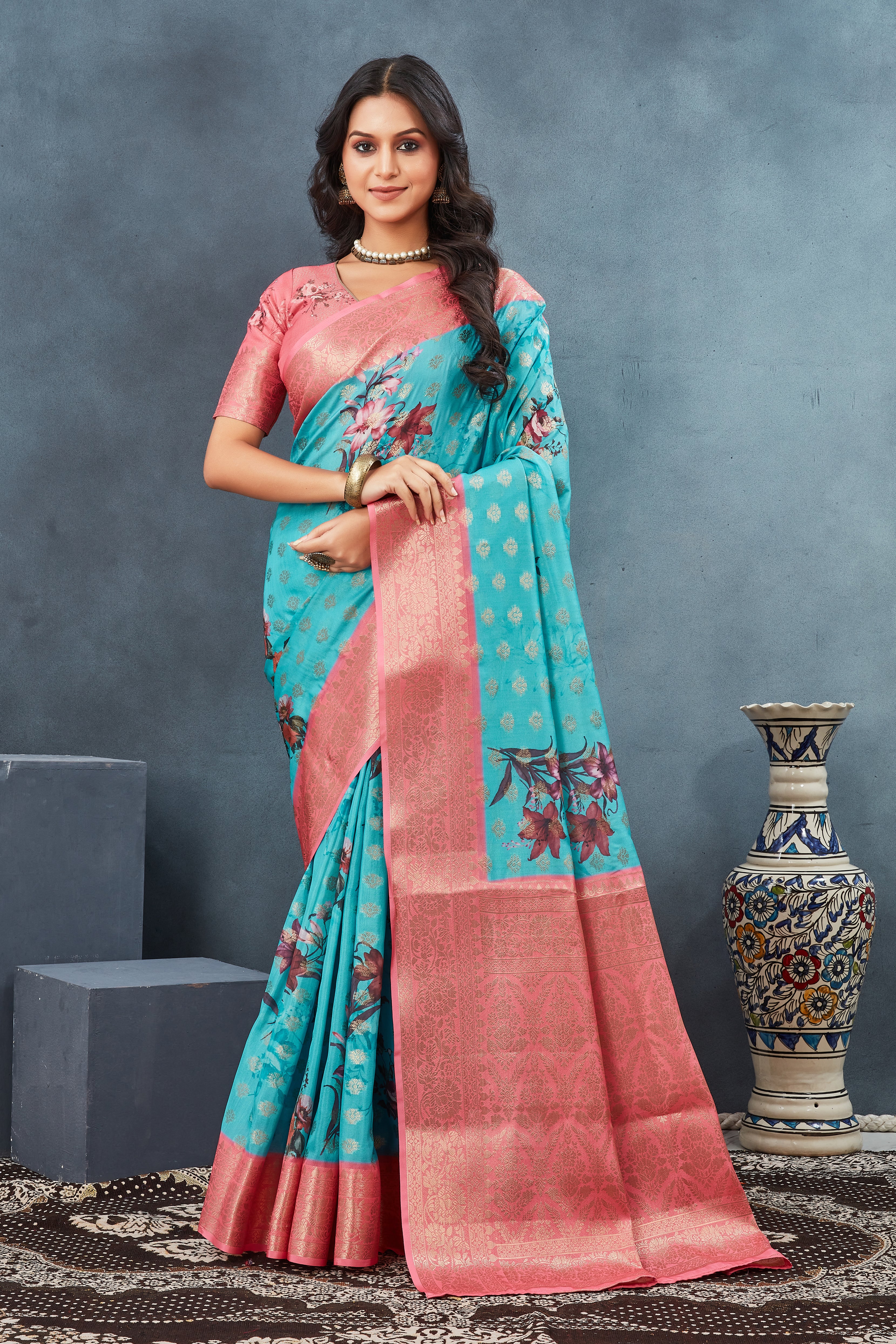 Digital mordern printed soft silk sarees