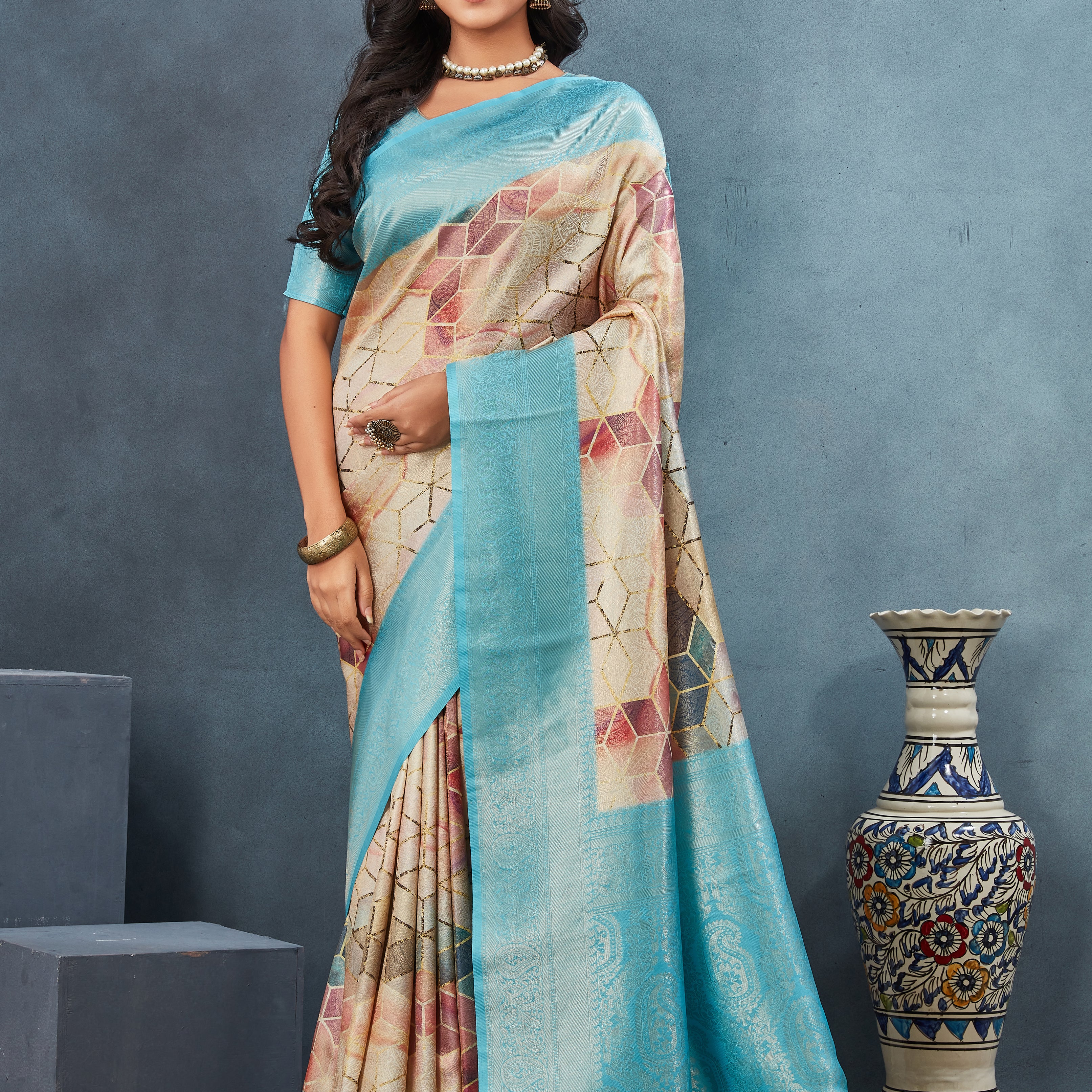 Digital mordern printed soft silk sarees