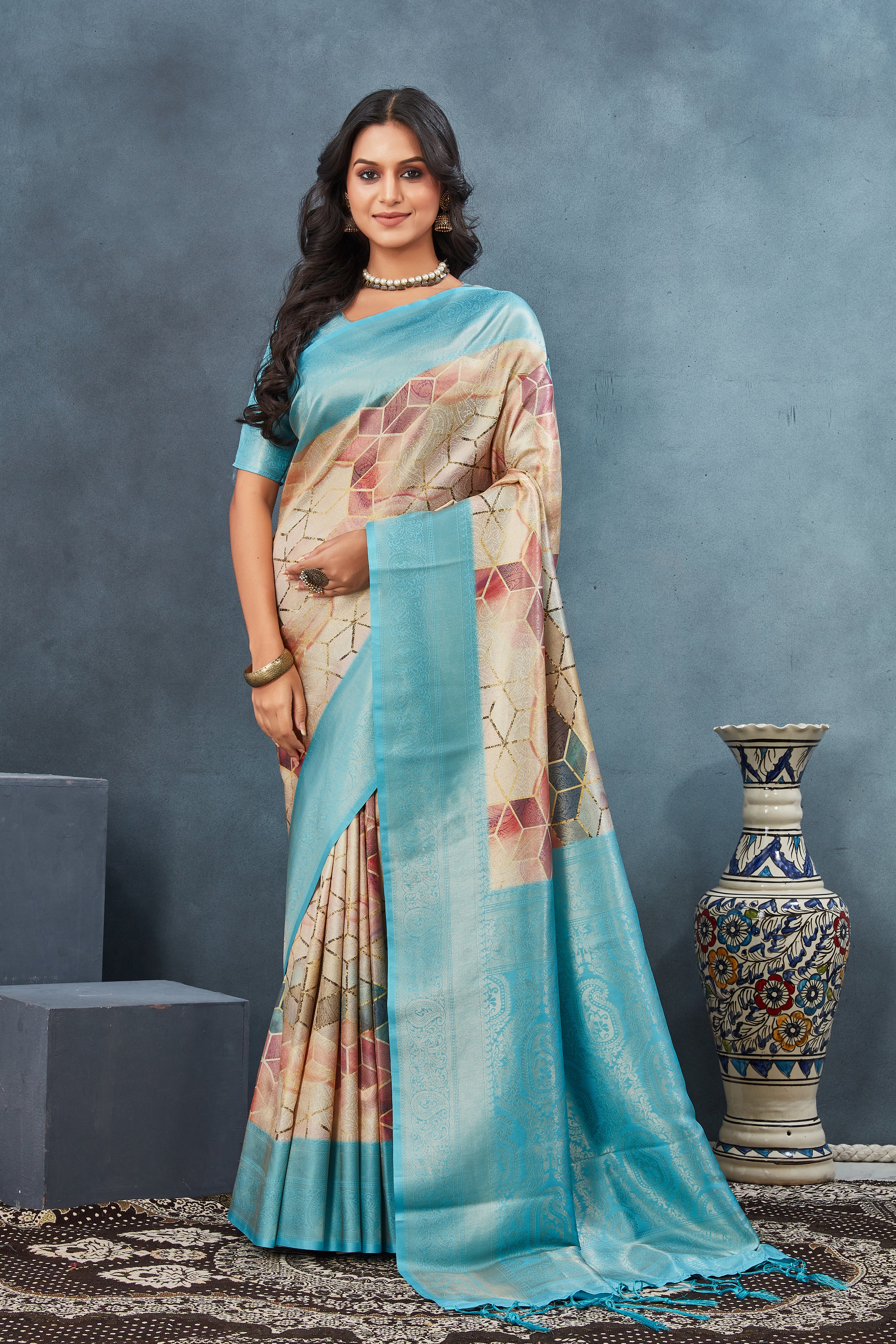 Digital mordern printed soft silk sarees