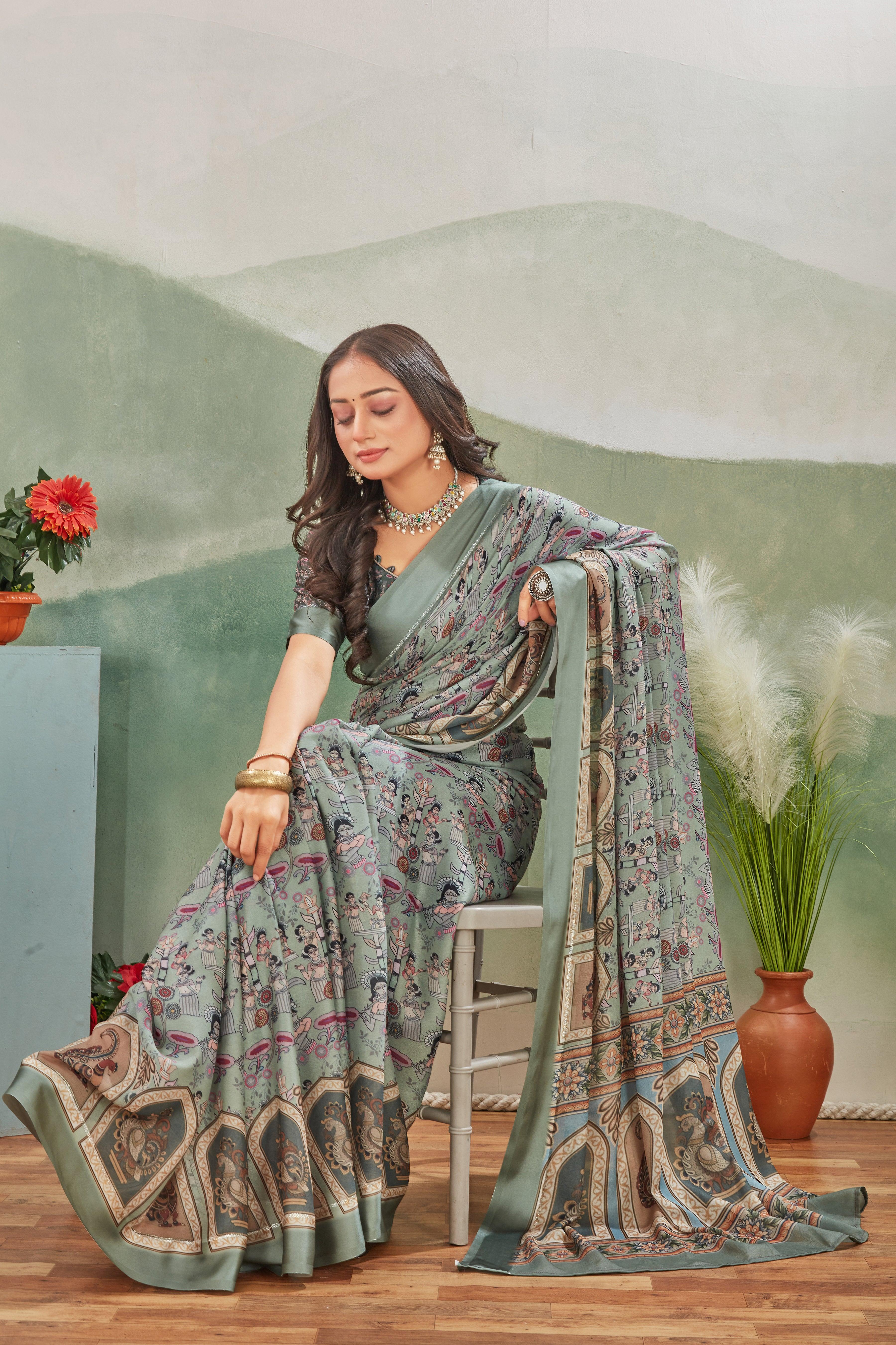 Perfect Harmony: Soft Crepe Silk with Elegant Kalamkari Art