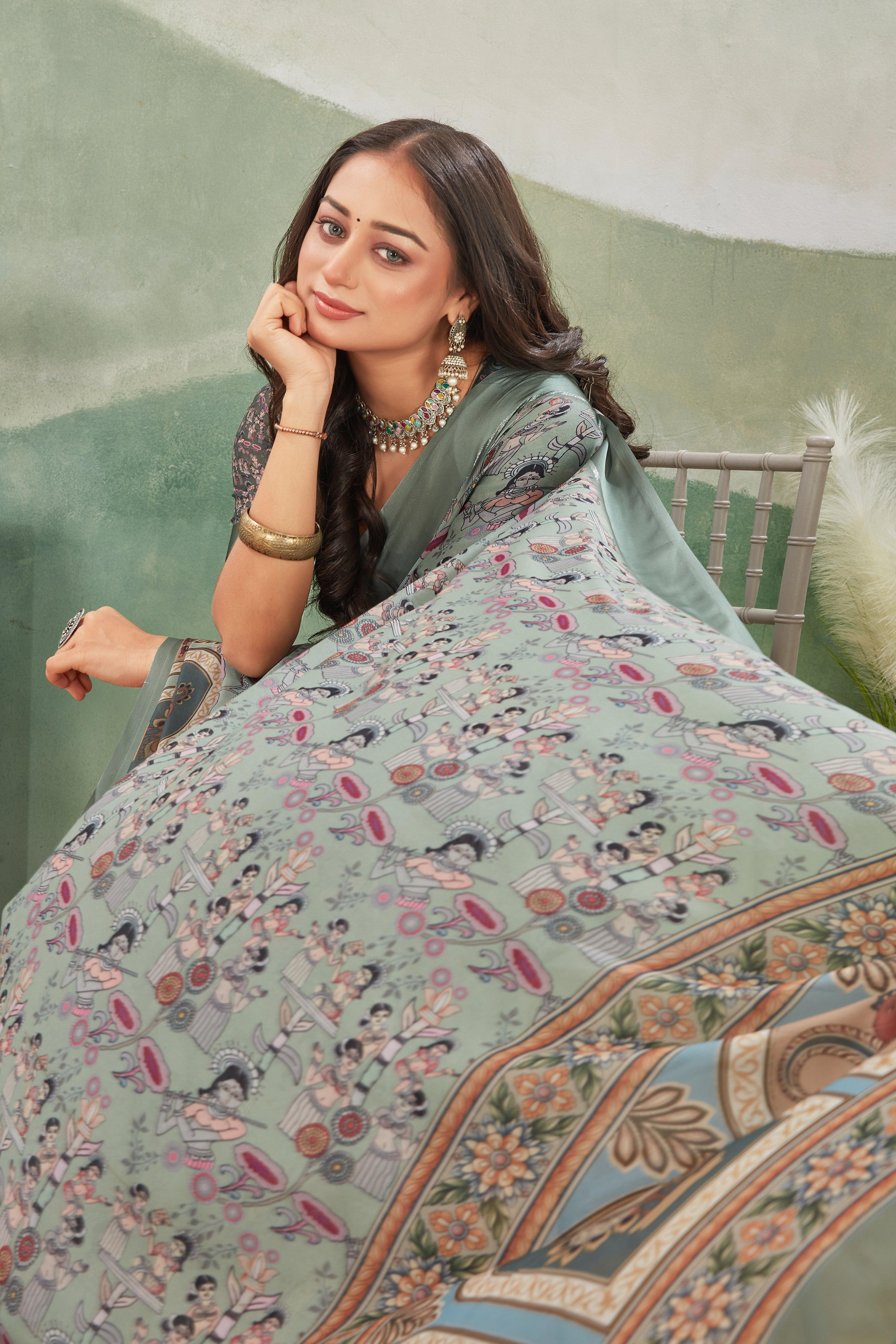 Perfect Harmony: Soft Crepe Silk with Elegant Kalamkari Art