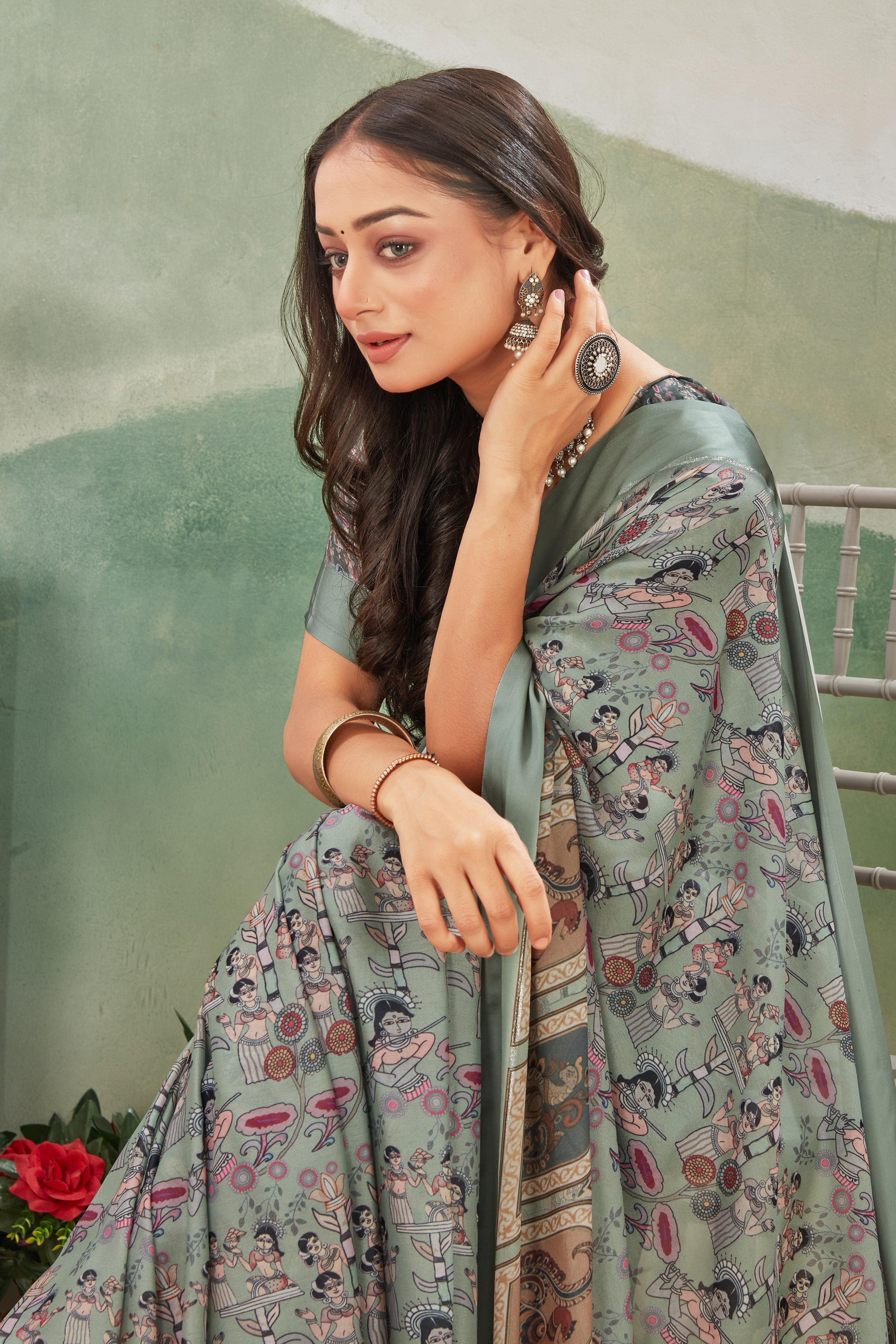 Perfect Harmony: Soft Crepe Silk with Elegant Kalamkari Art