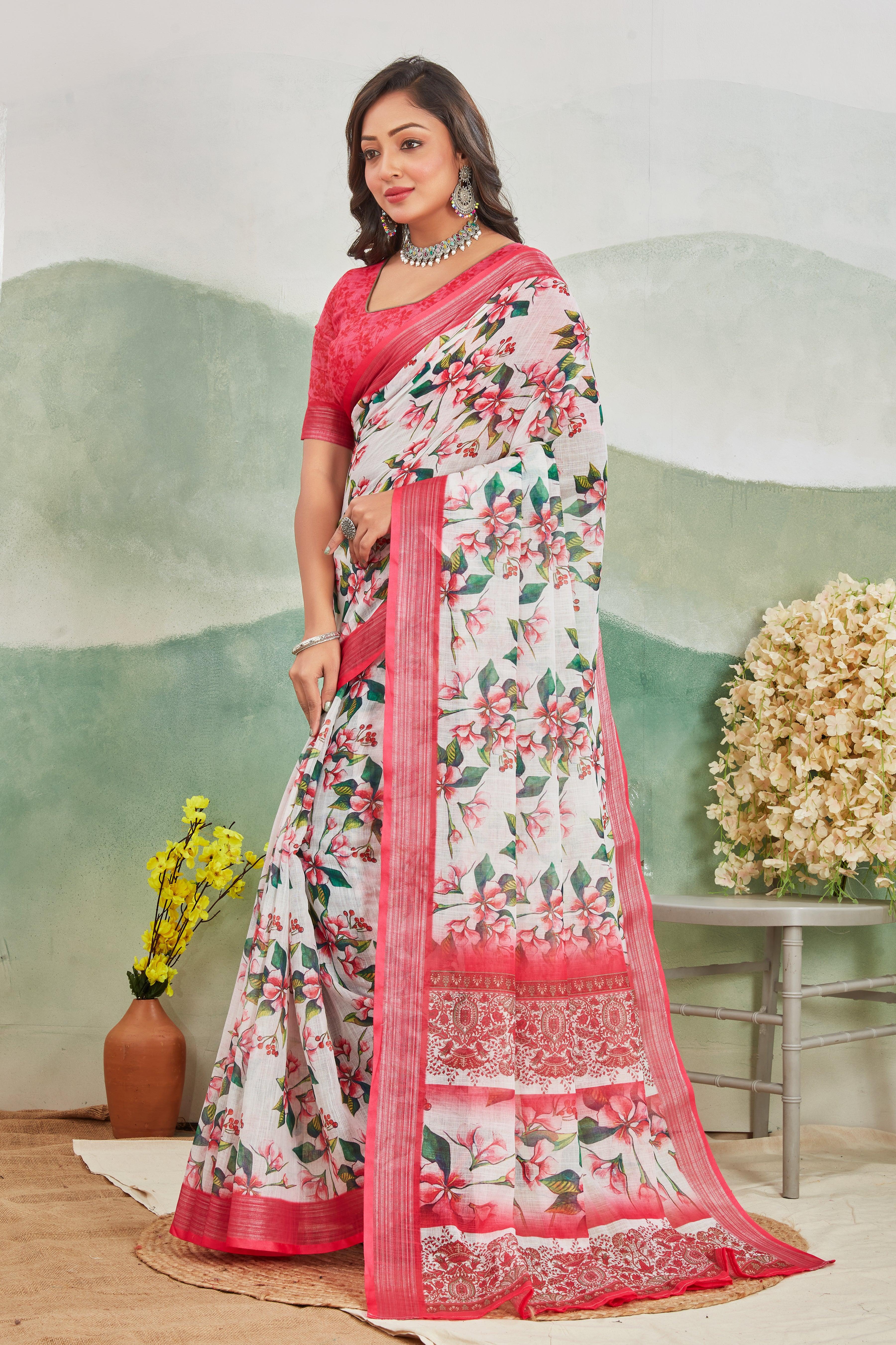 Pastel Perfection: Pure Linen Saree for All Occasions