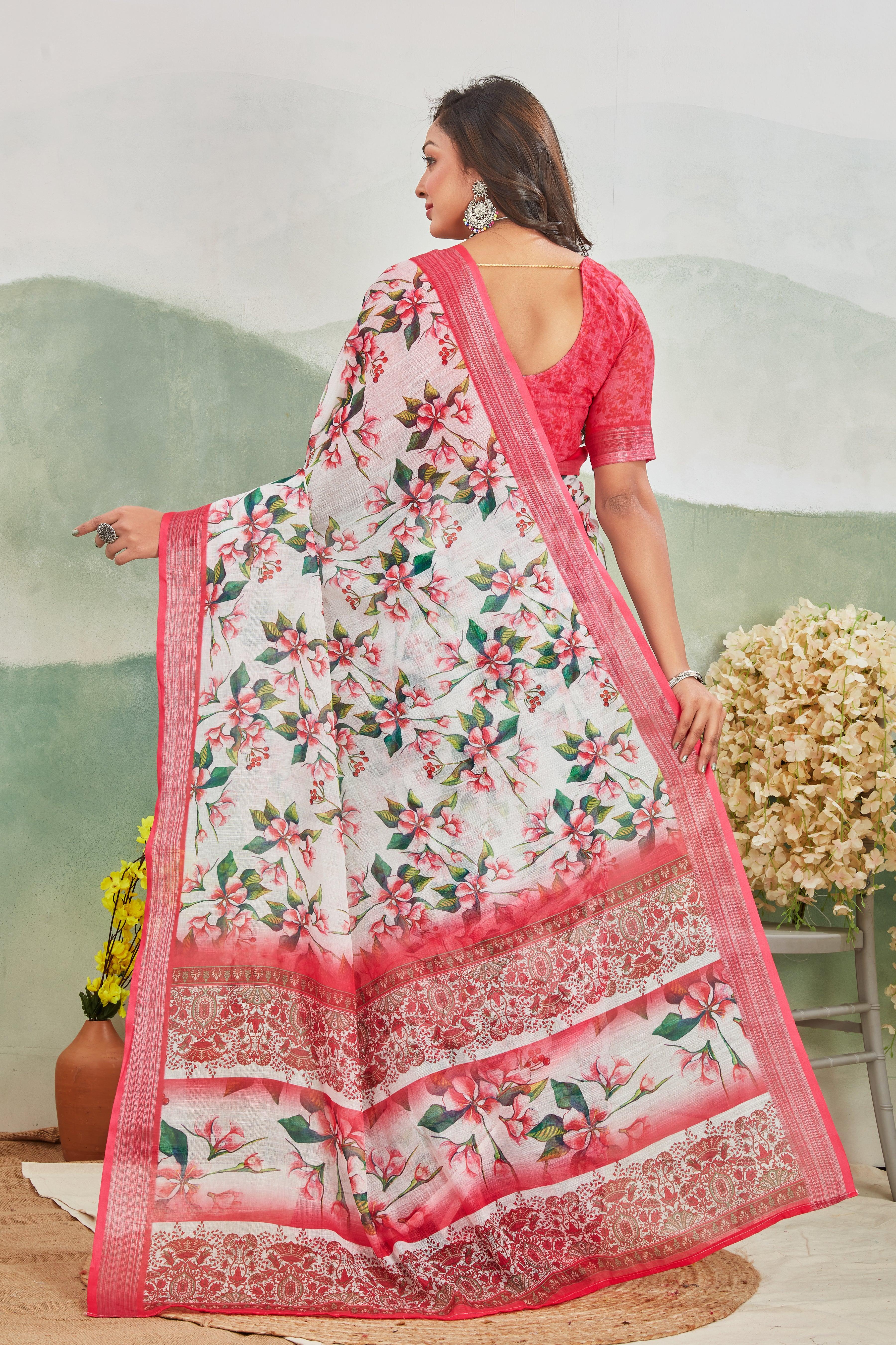 Pastel Perfection: Pure Linen Saree for All Occasions
