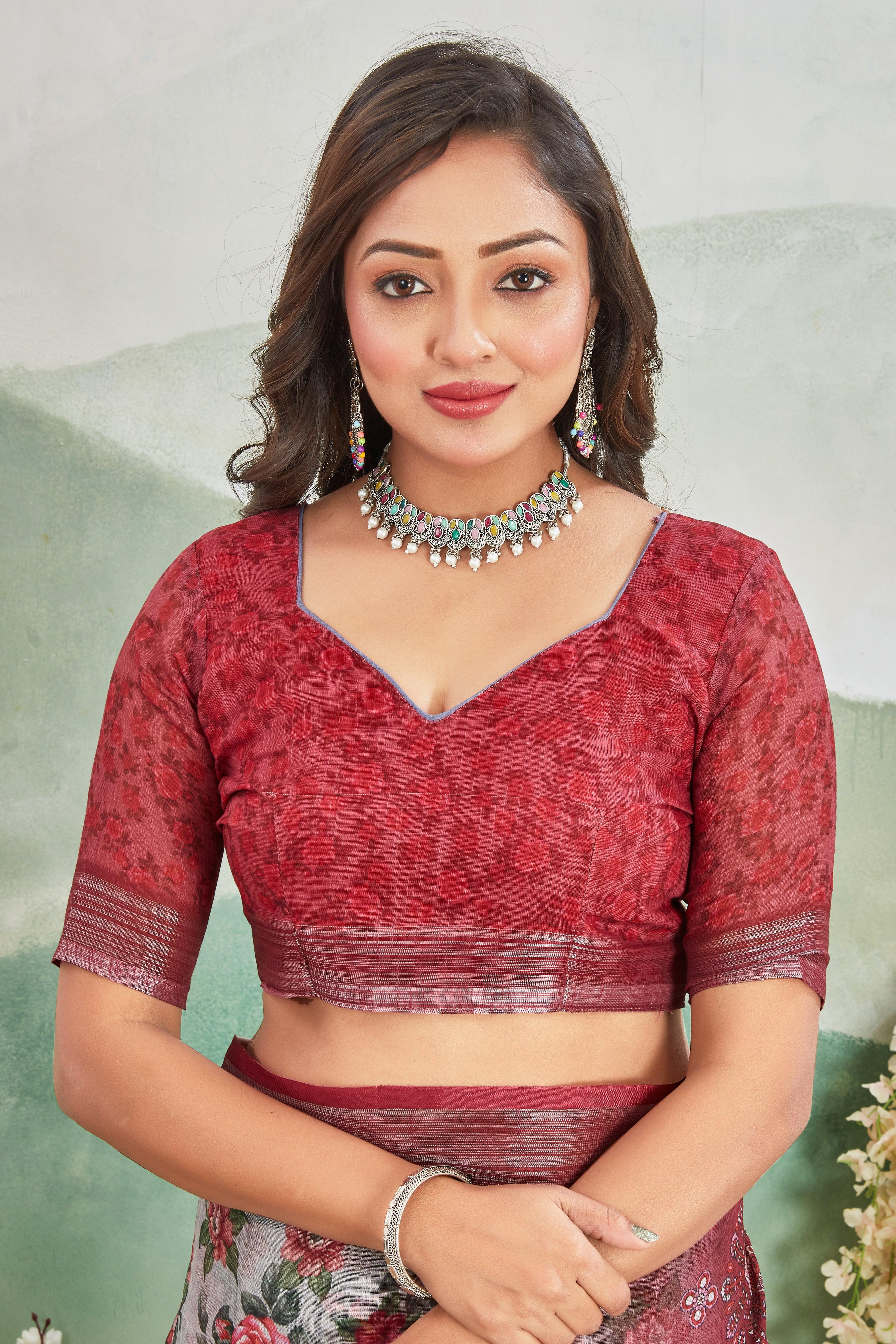 Pure Linen Saree For Every Occasion in Red