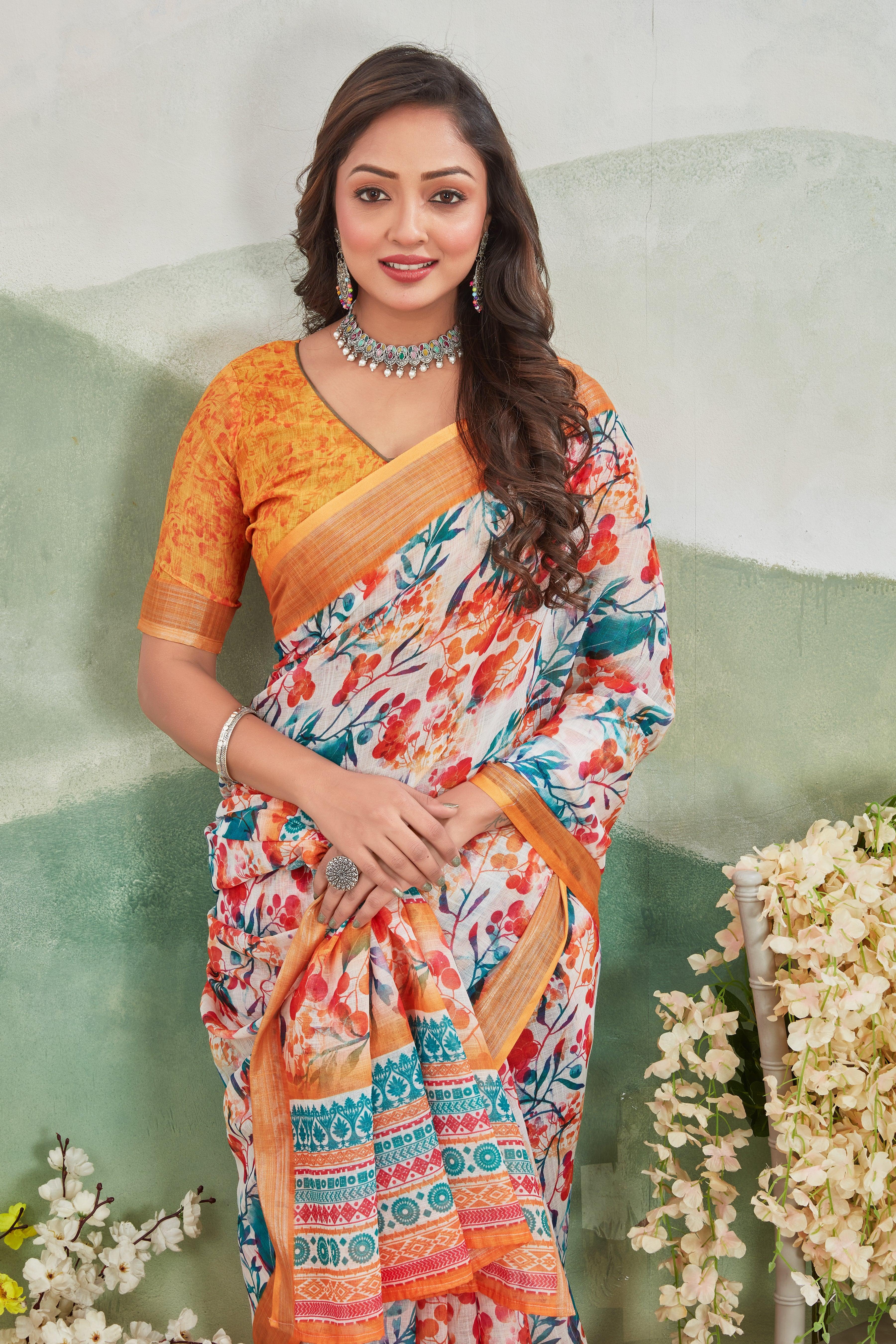 Pure Linen Saree For Every Occasion in Yellow