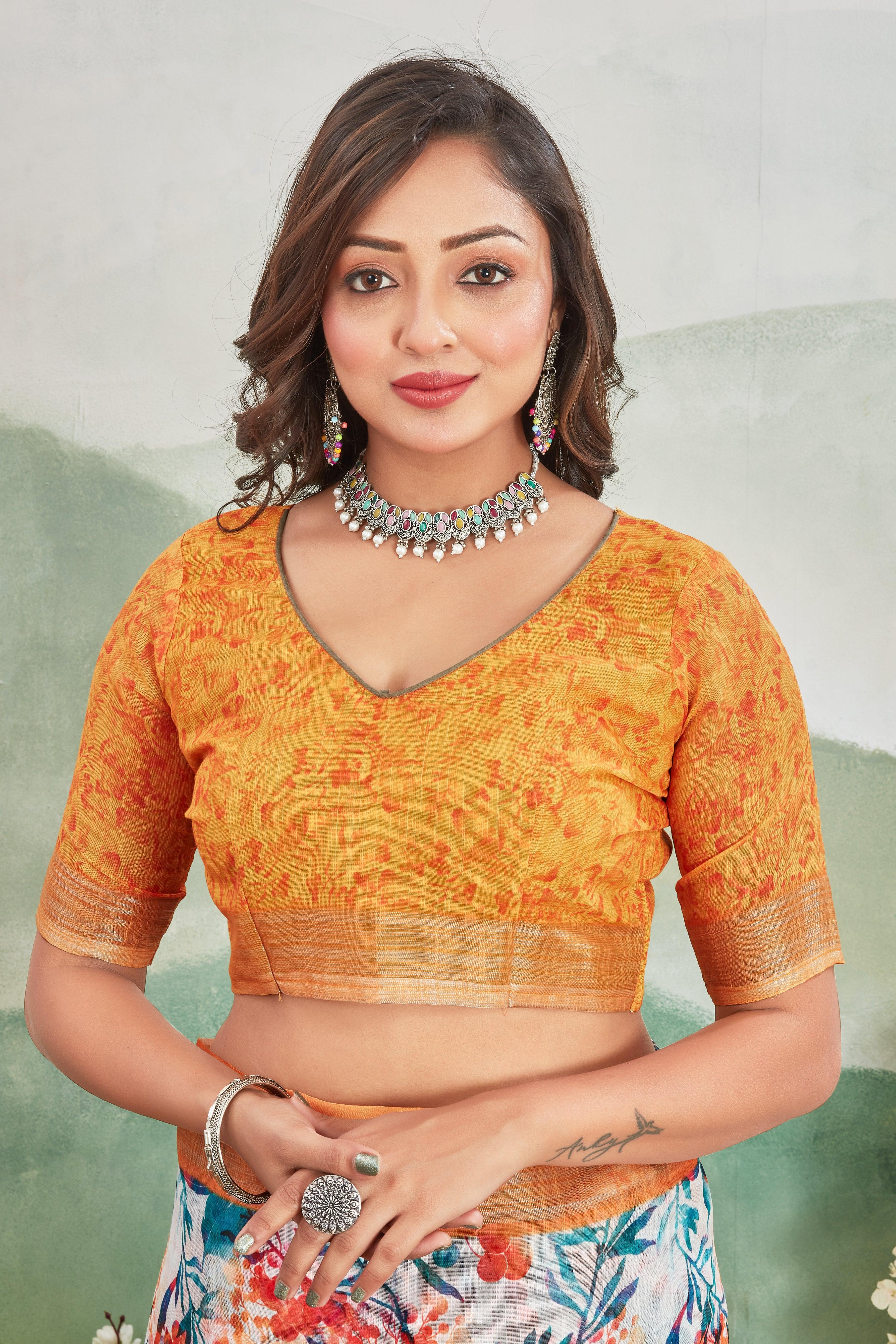 Pure Linen Saree For Every Occasion in Yellow