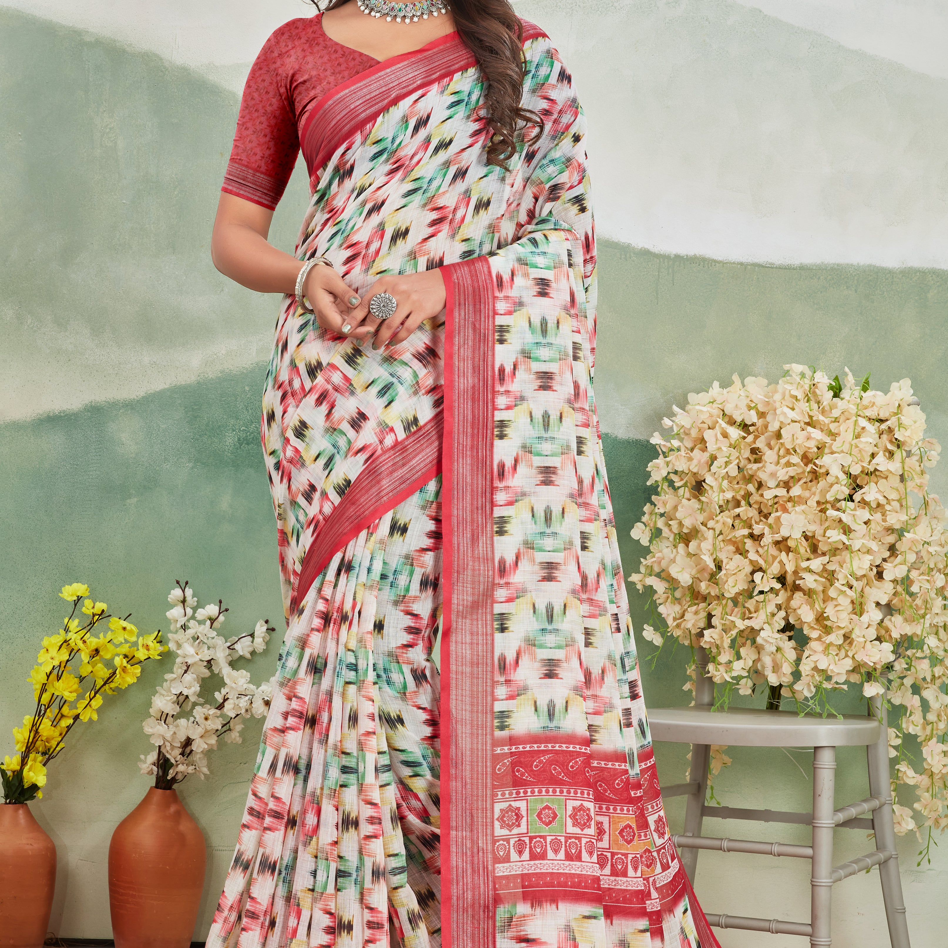 Pure Linen Saree For Every Occasion in Pink