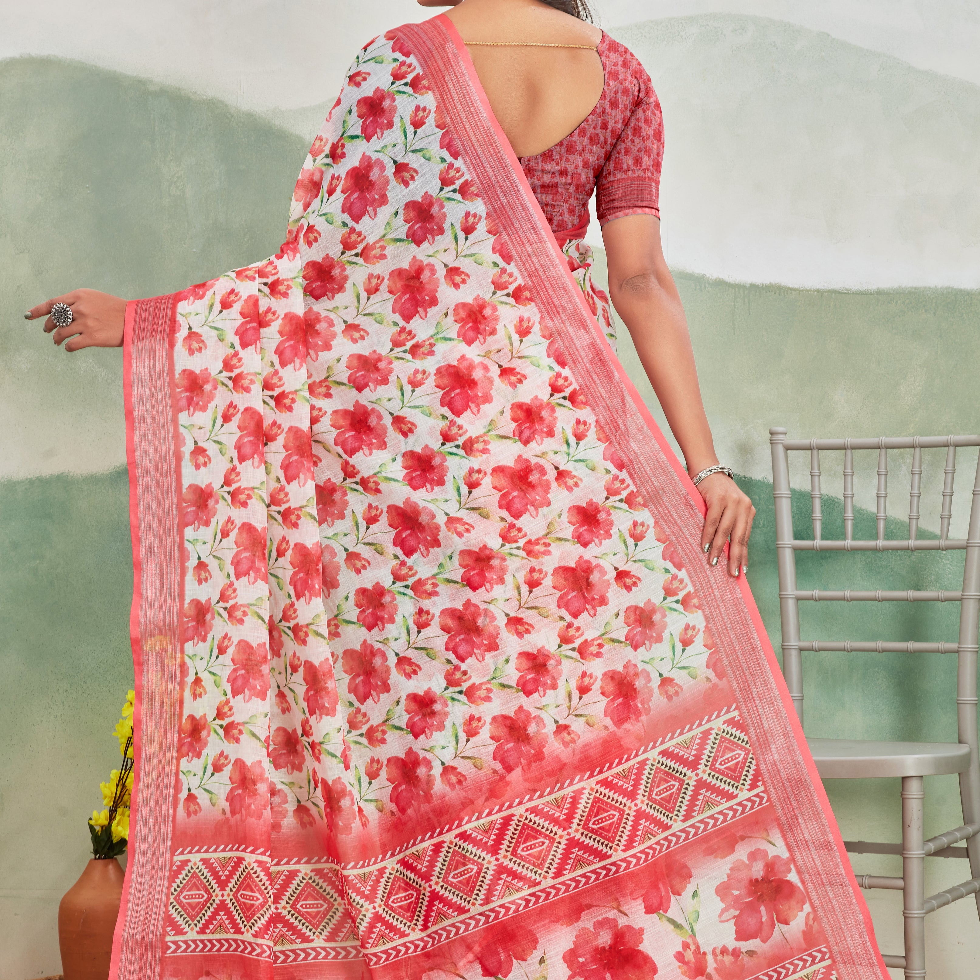 Pure Linen Saree For Every Occasion in Pink