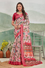 Grace in Every Thread: Versatile Pink Linen Saree
