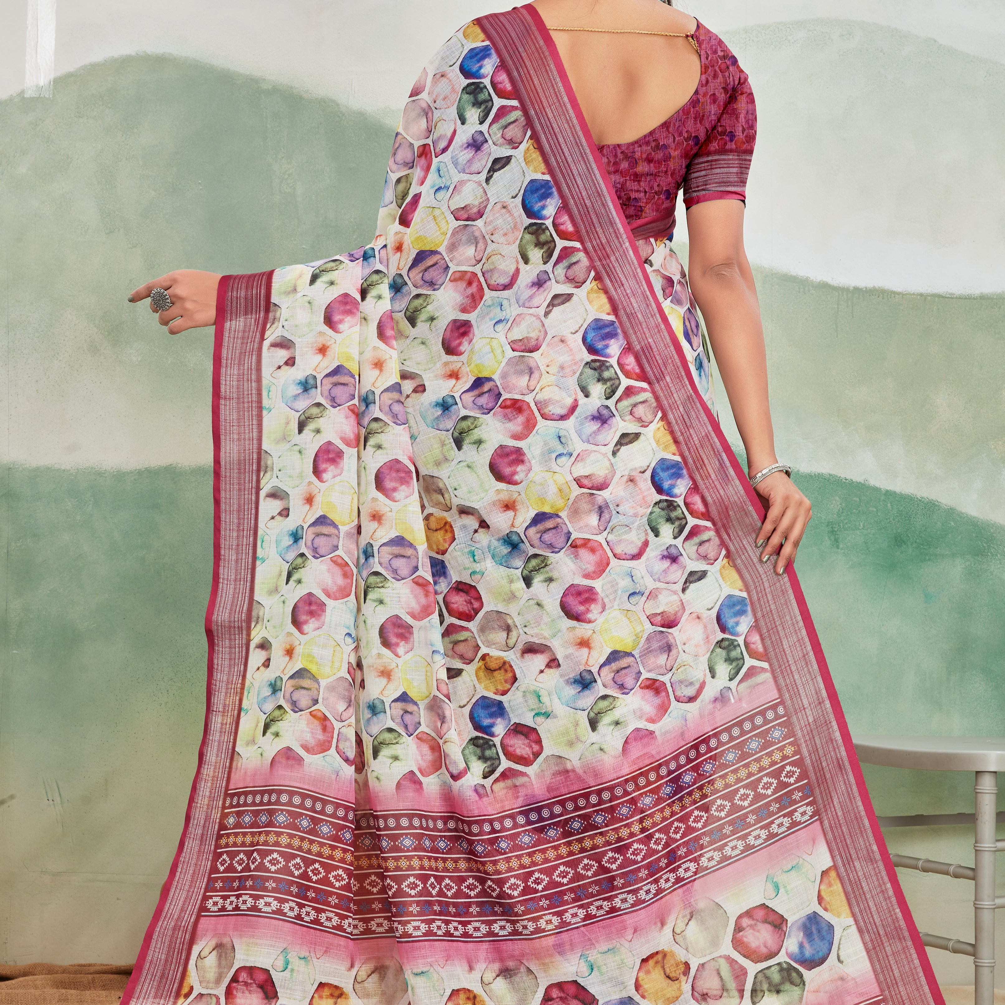 Pure Linen Saree For Every Occasion in wine