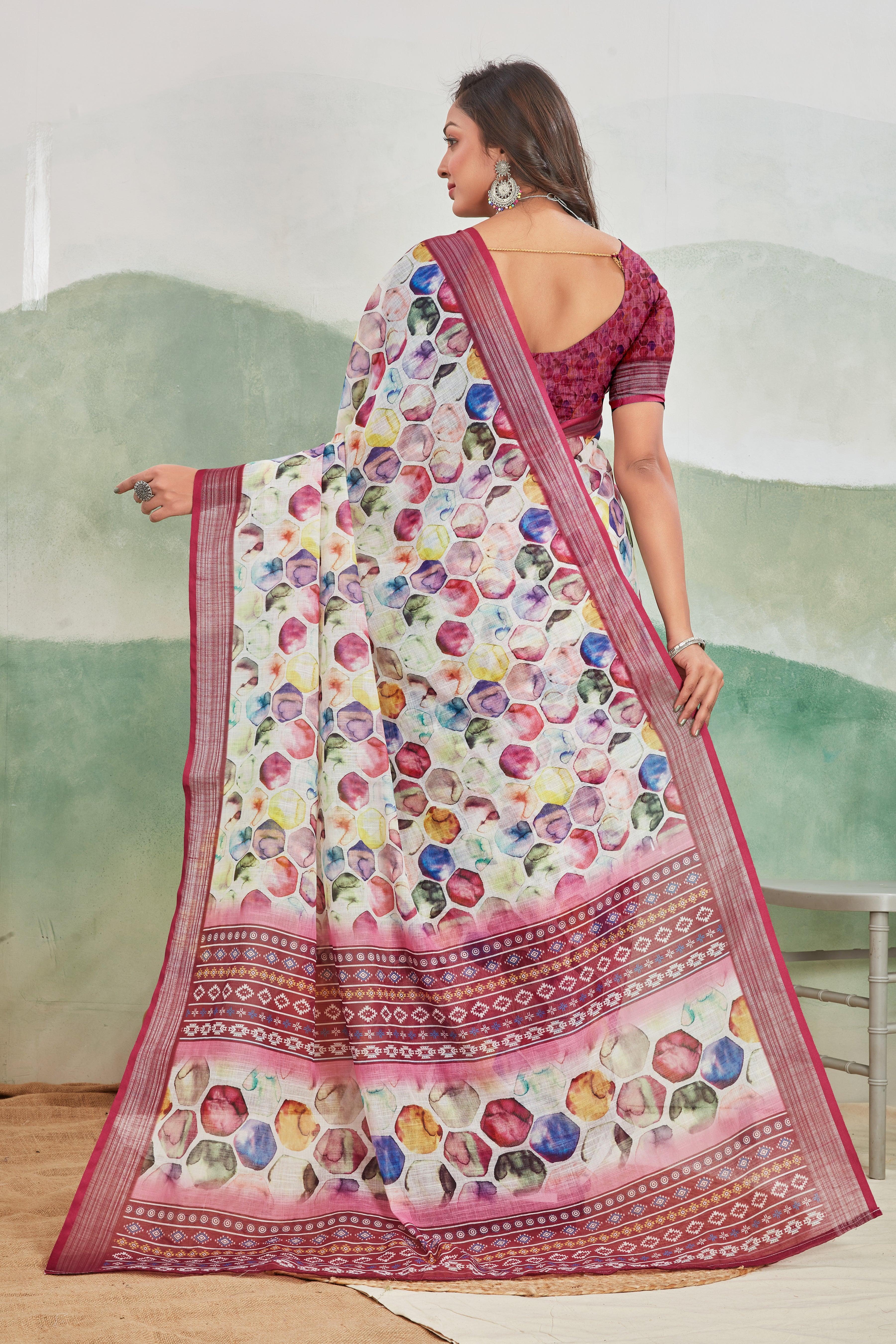 Royal Wine: Pure Linen Saree for Every Occasion