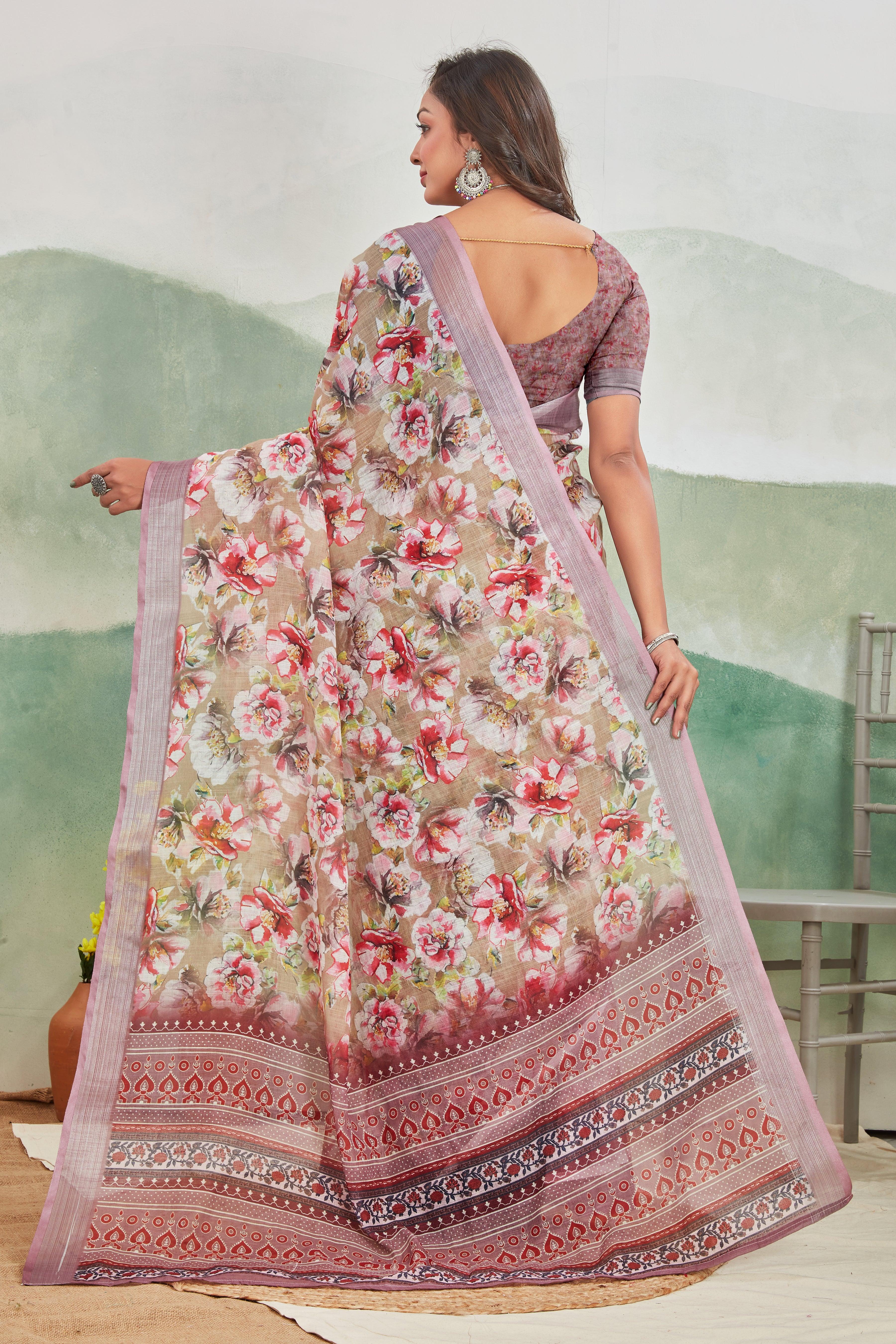 Pure Linen Saree For Every Occasion in Lavender