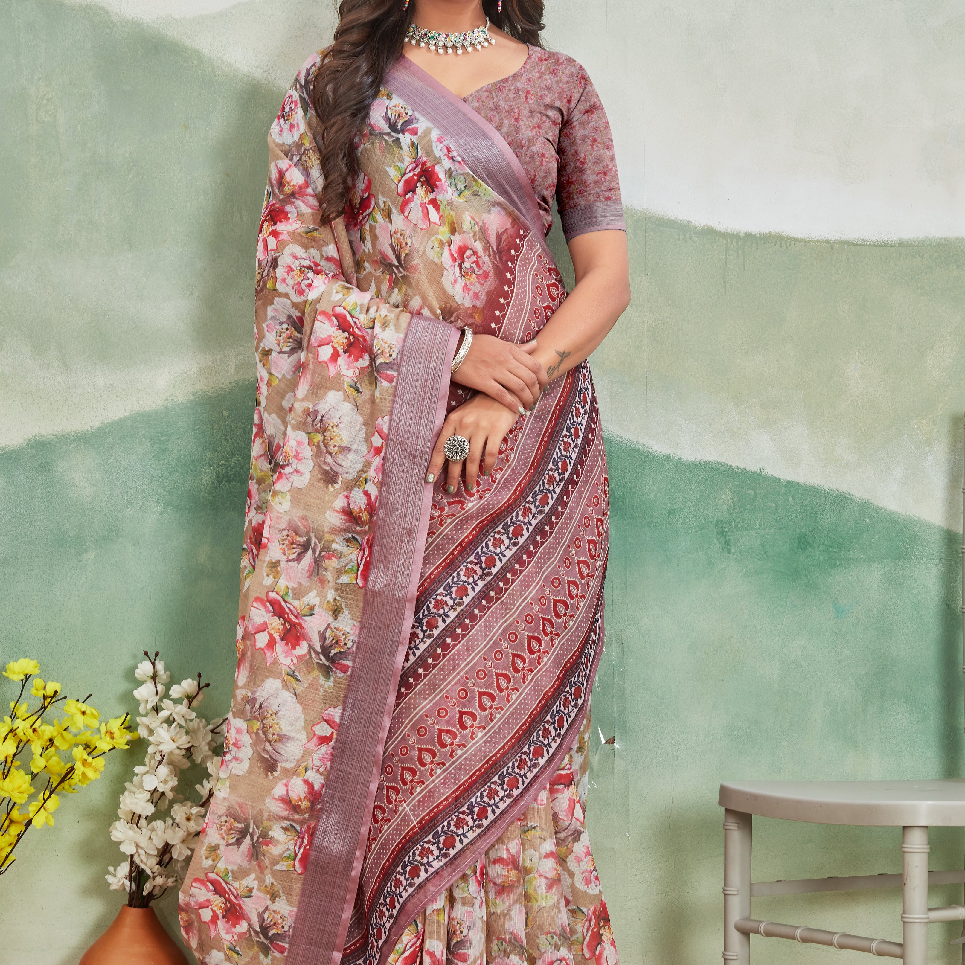 Pure Linen Saree For Every Occasion in Lavender