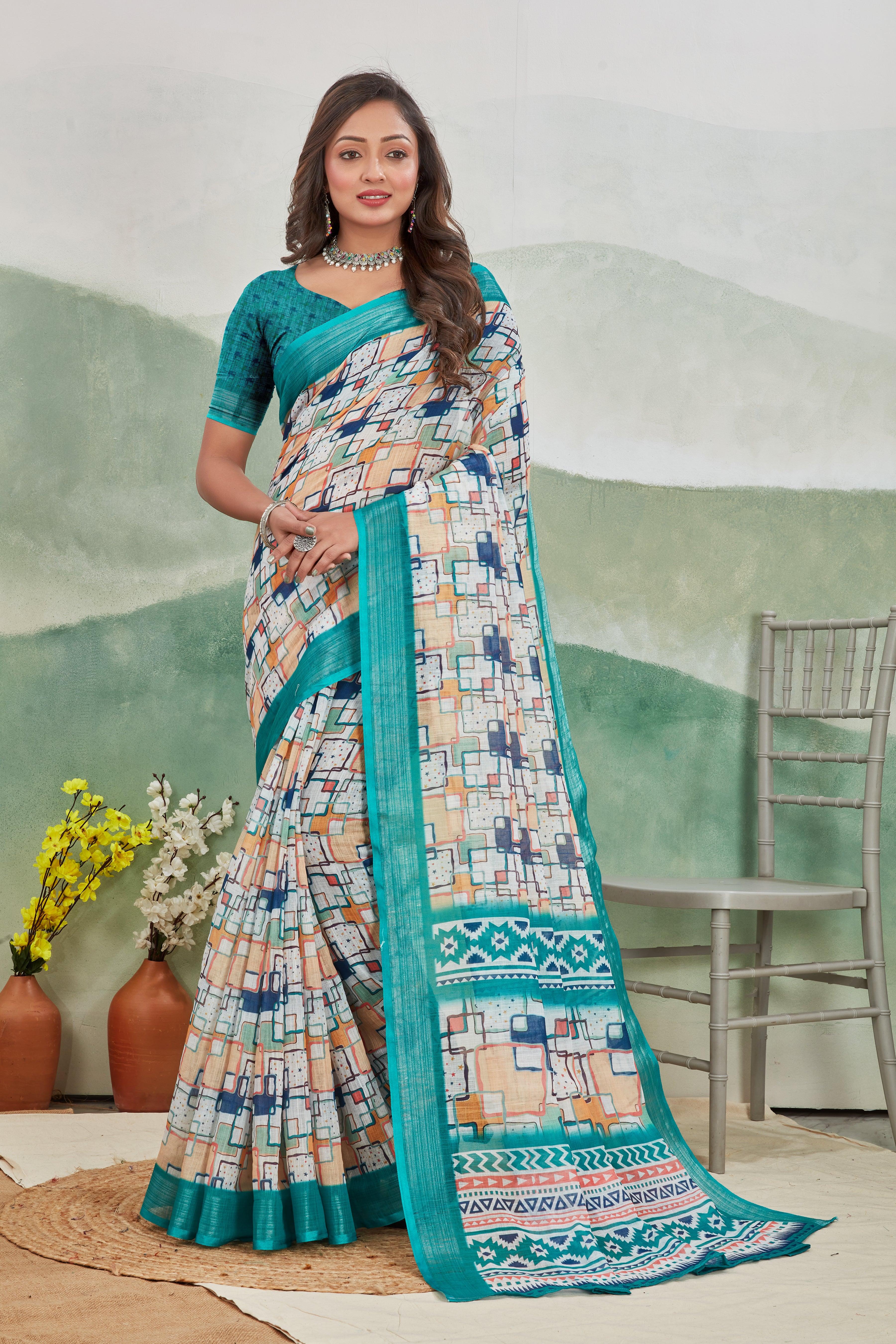 Pure Linen Saree For Every Occasion in rama