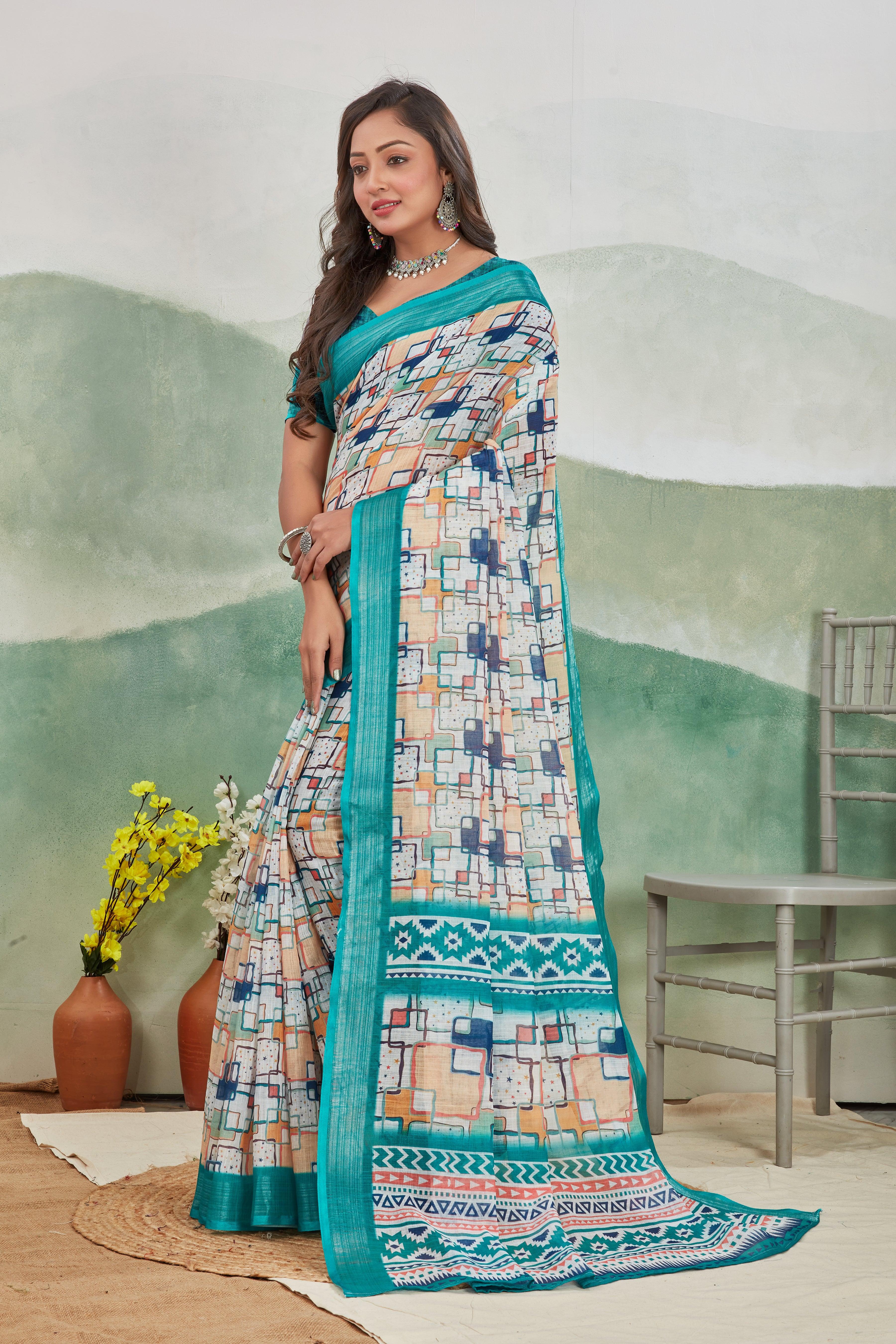 Pure Linen Saree For Every Occasion in rama