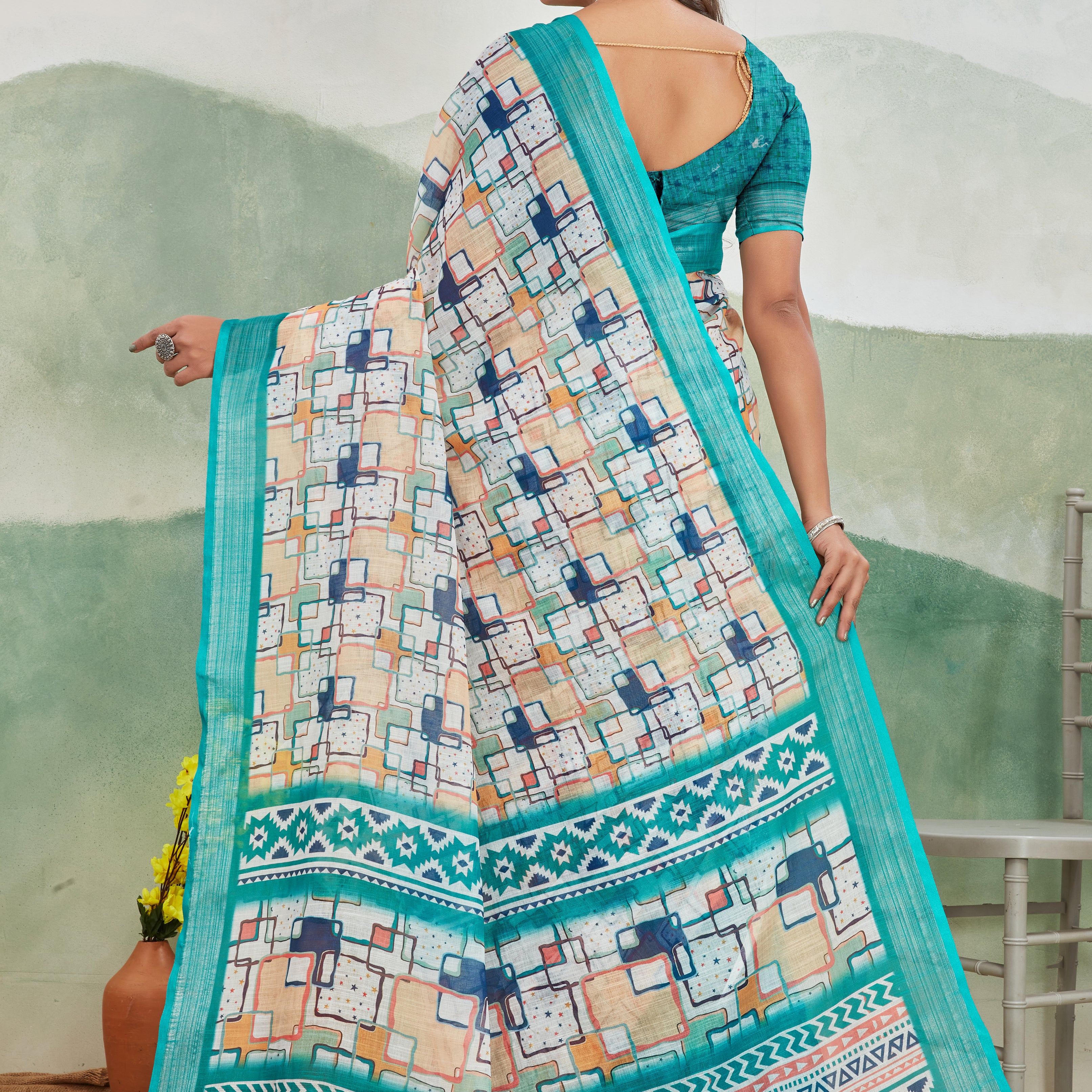 Pure Linen Saree For Every Occasion in rama