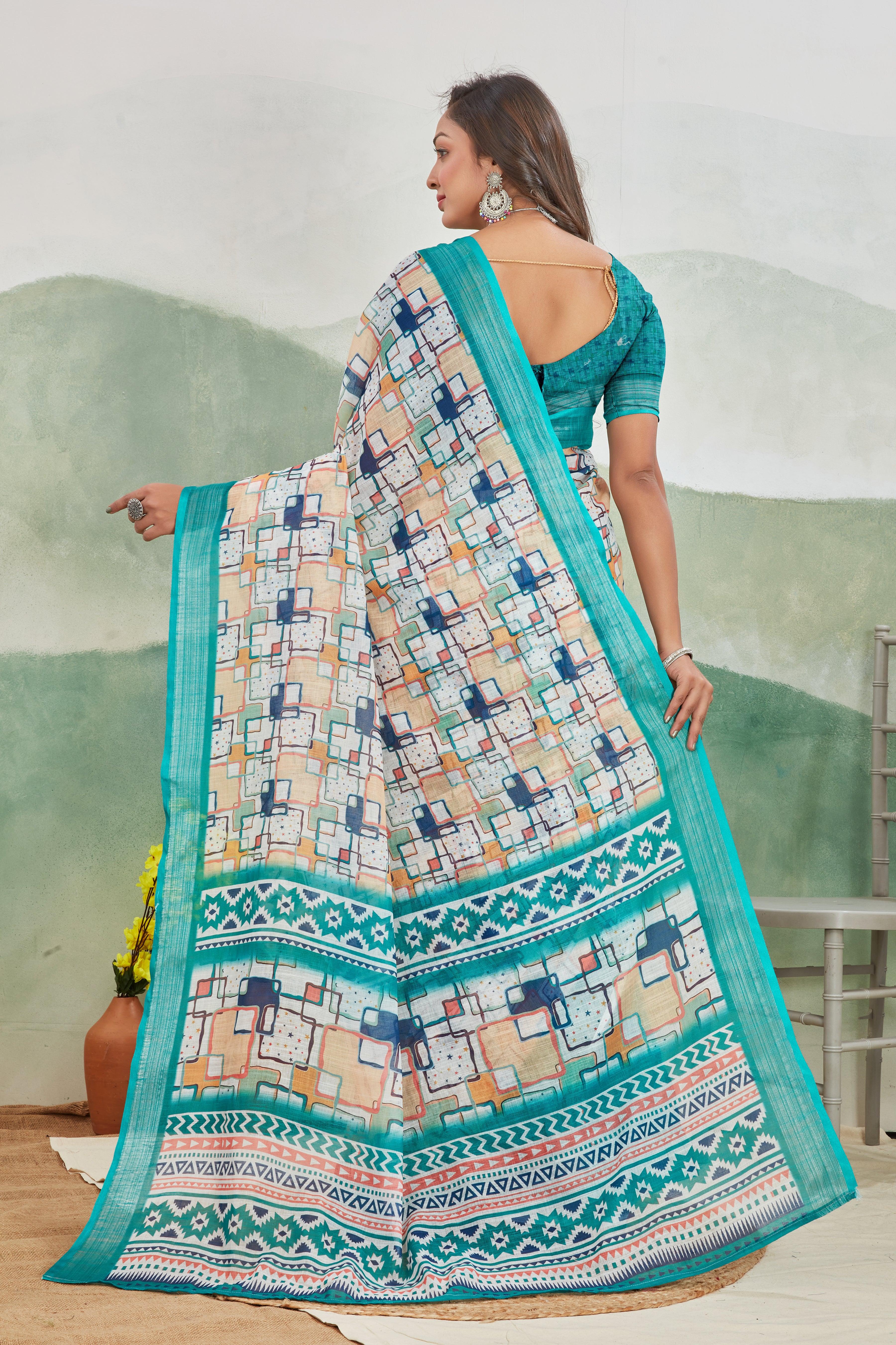 Pure Linen Saree For Every Occasion in rama