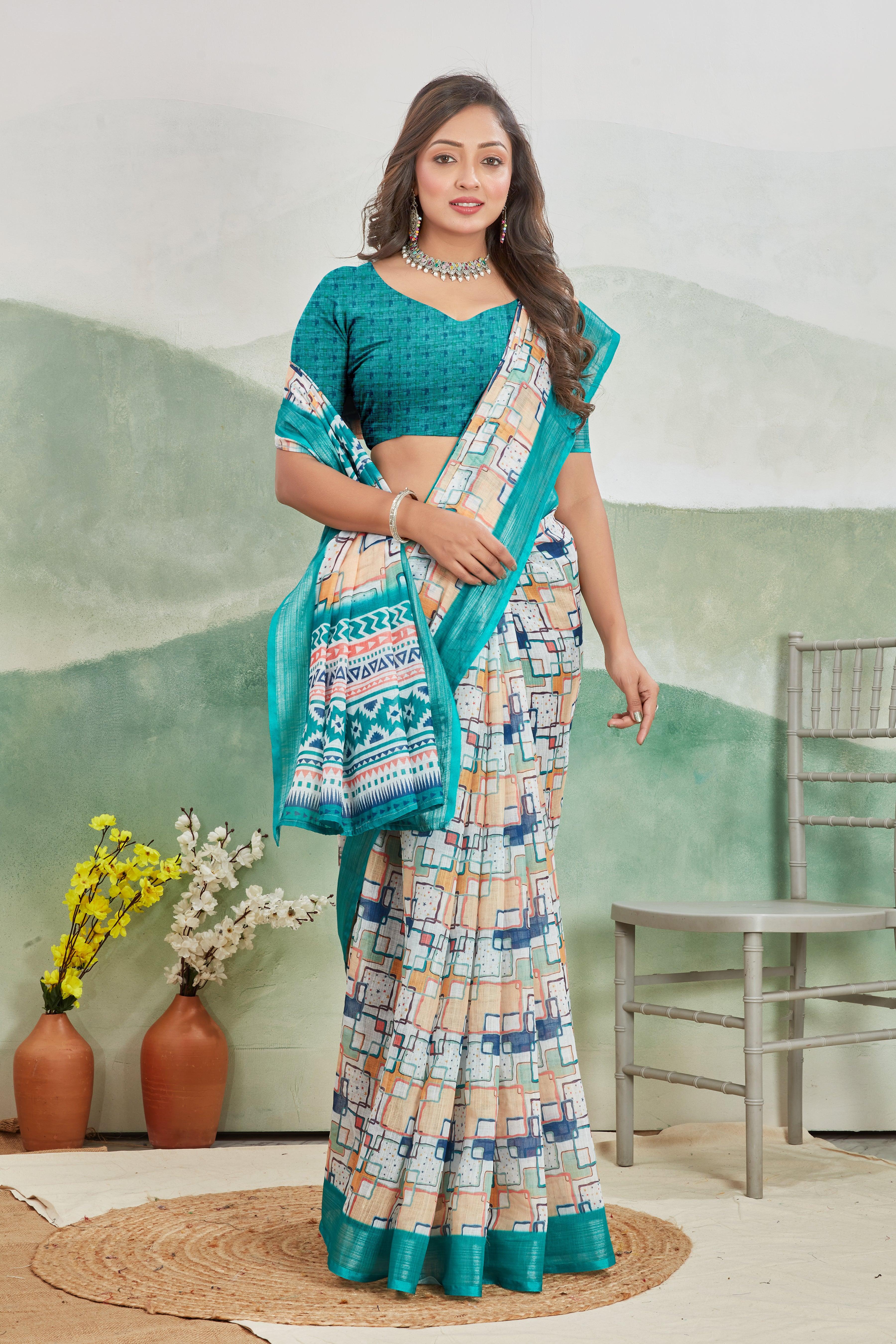 Pure Linen Saree For Every Occasion in rama