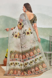Pure Linen Saree For Every Occasion in pista