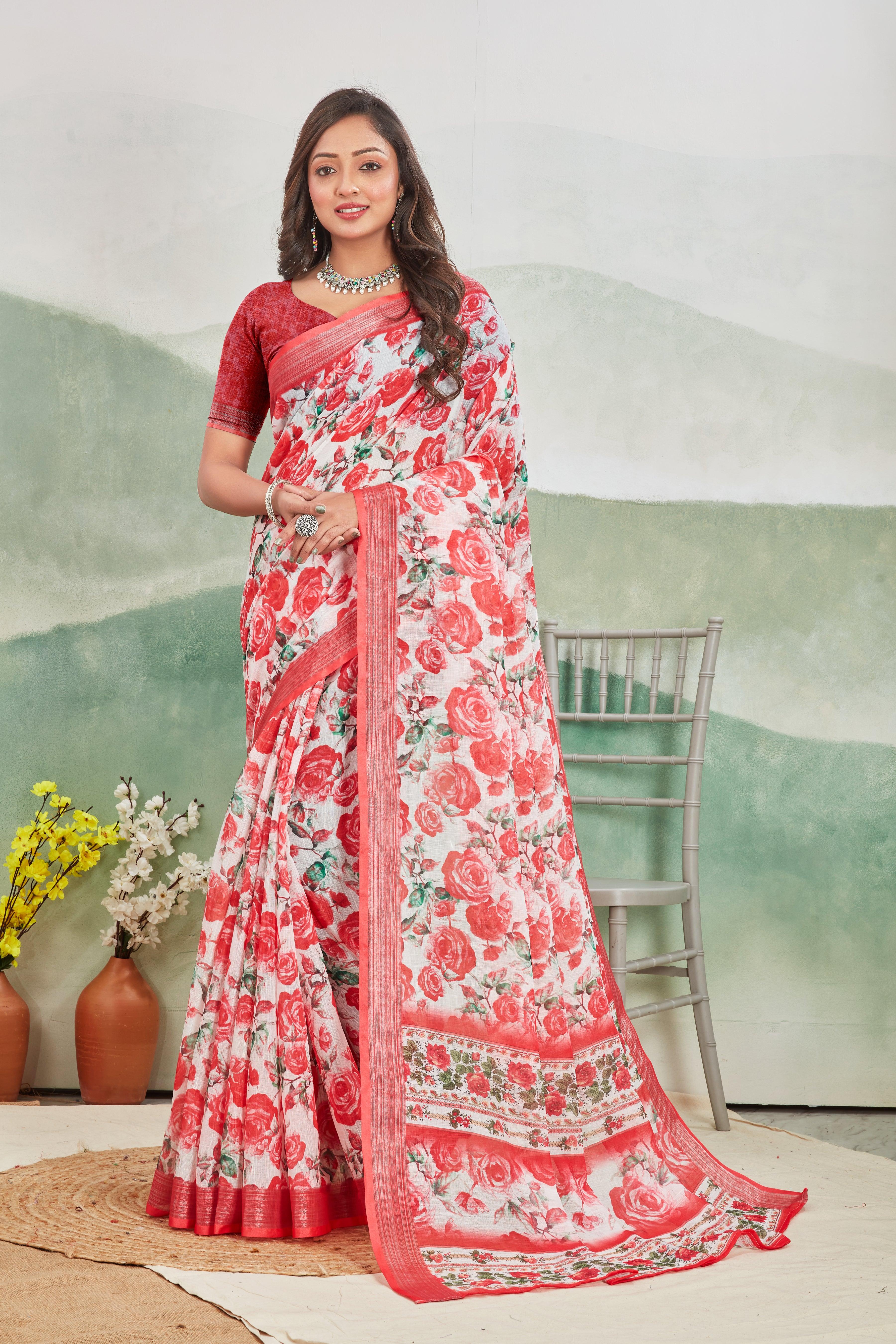 Blush Elegance: Pure Linen Saree for Every Occasion