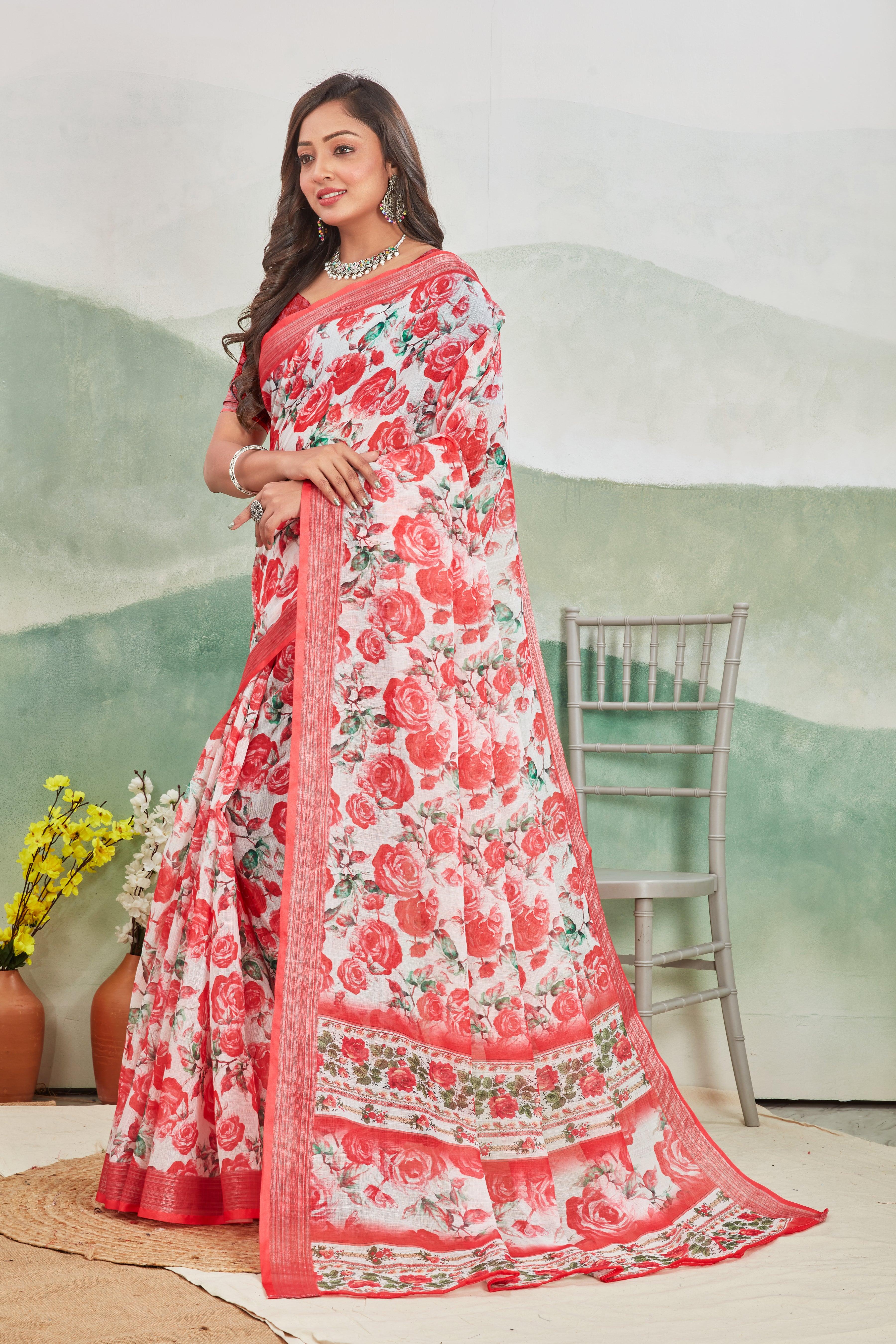 Blush Elegance: Pure Linen Saree for Every Occasion