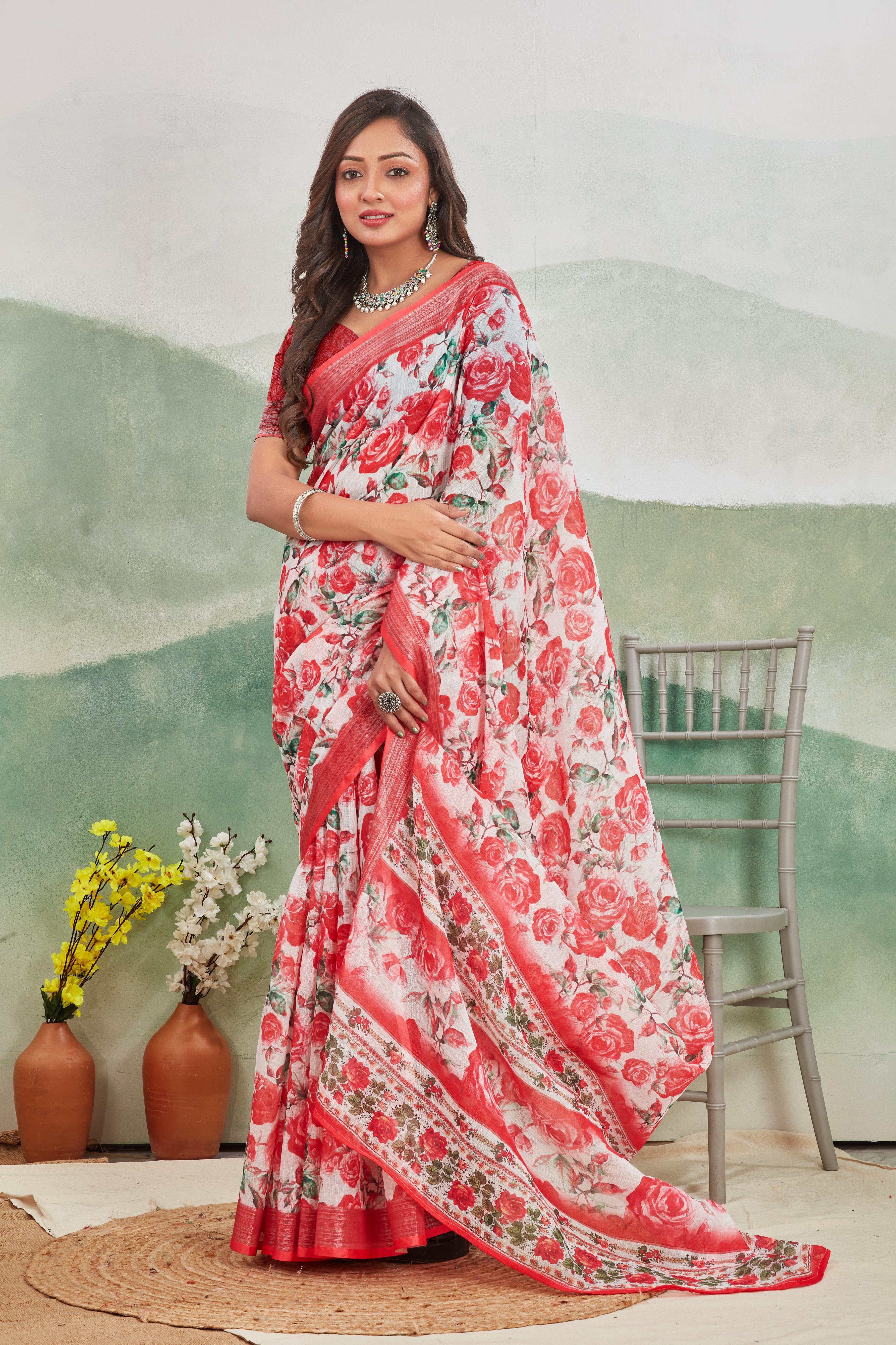Blush Elegance: Pure Linen Saree for Every Occasion