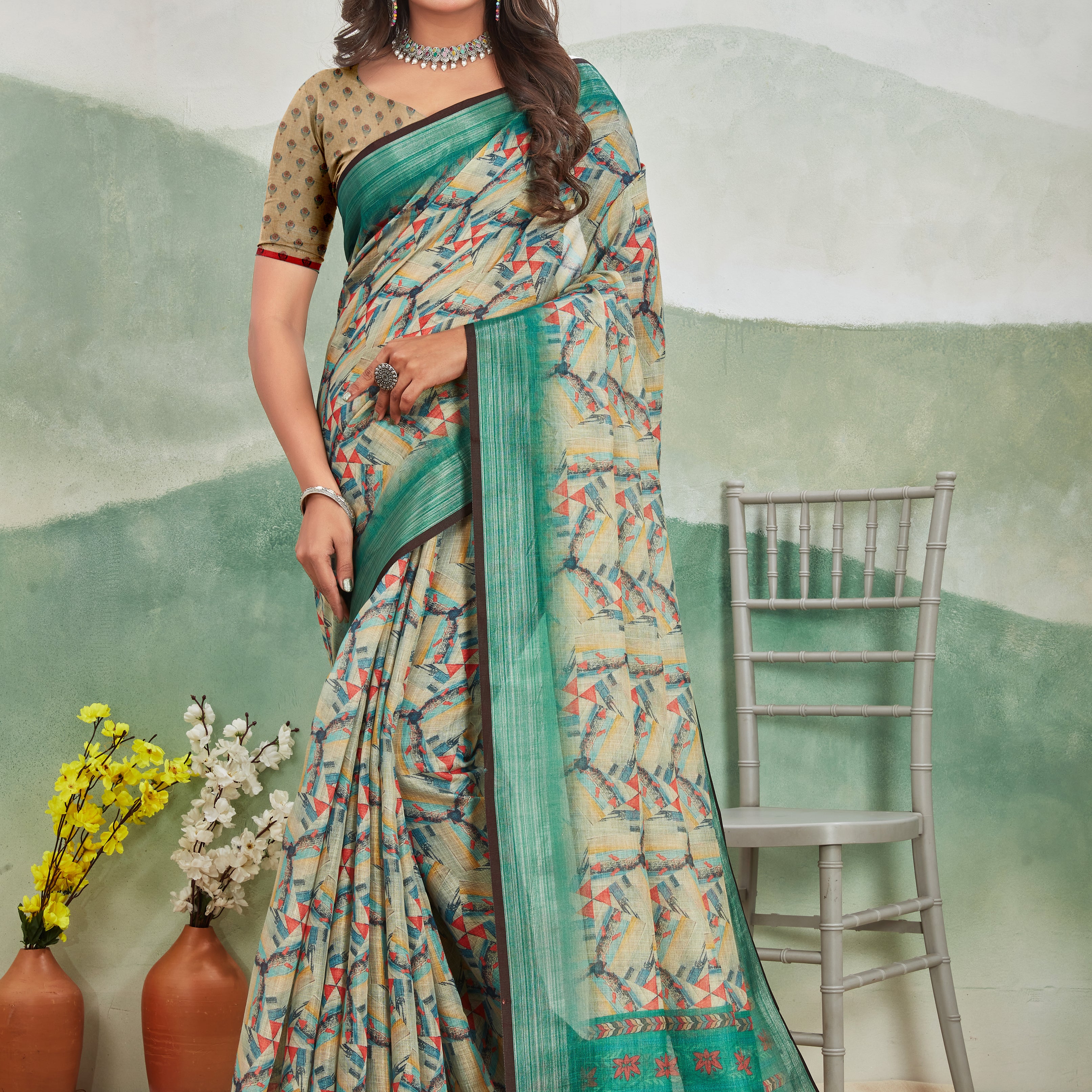 Pure Linen Saree For Every Occasion in Green